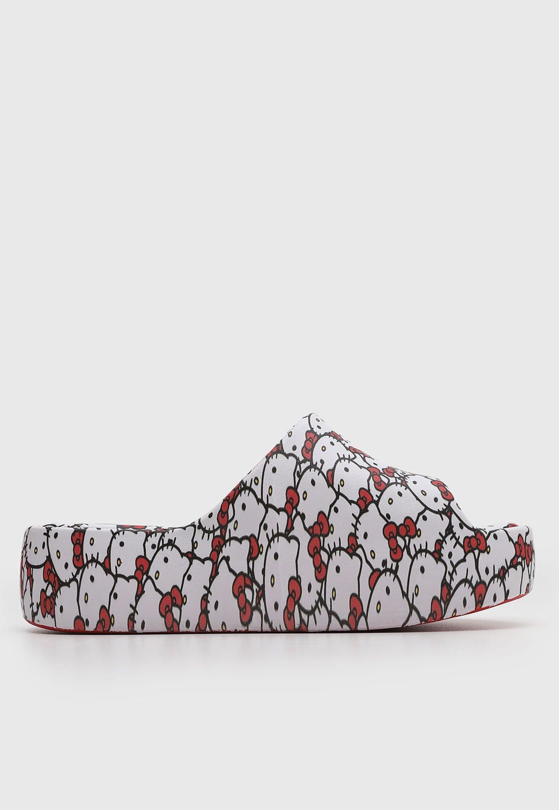 Vista 2 Sandália Feminina Melissa Hello Kitty Slide Branca e Vermelha Melissa branco