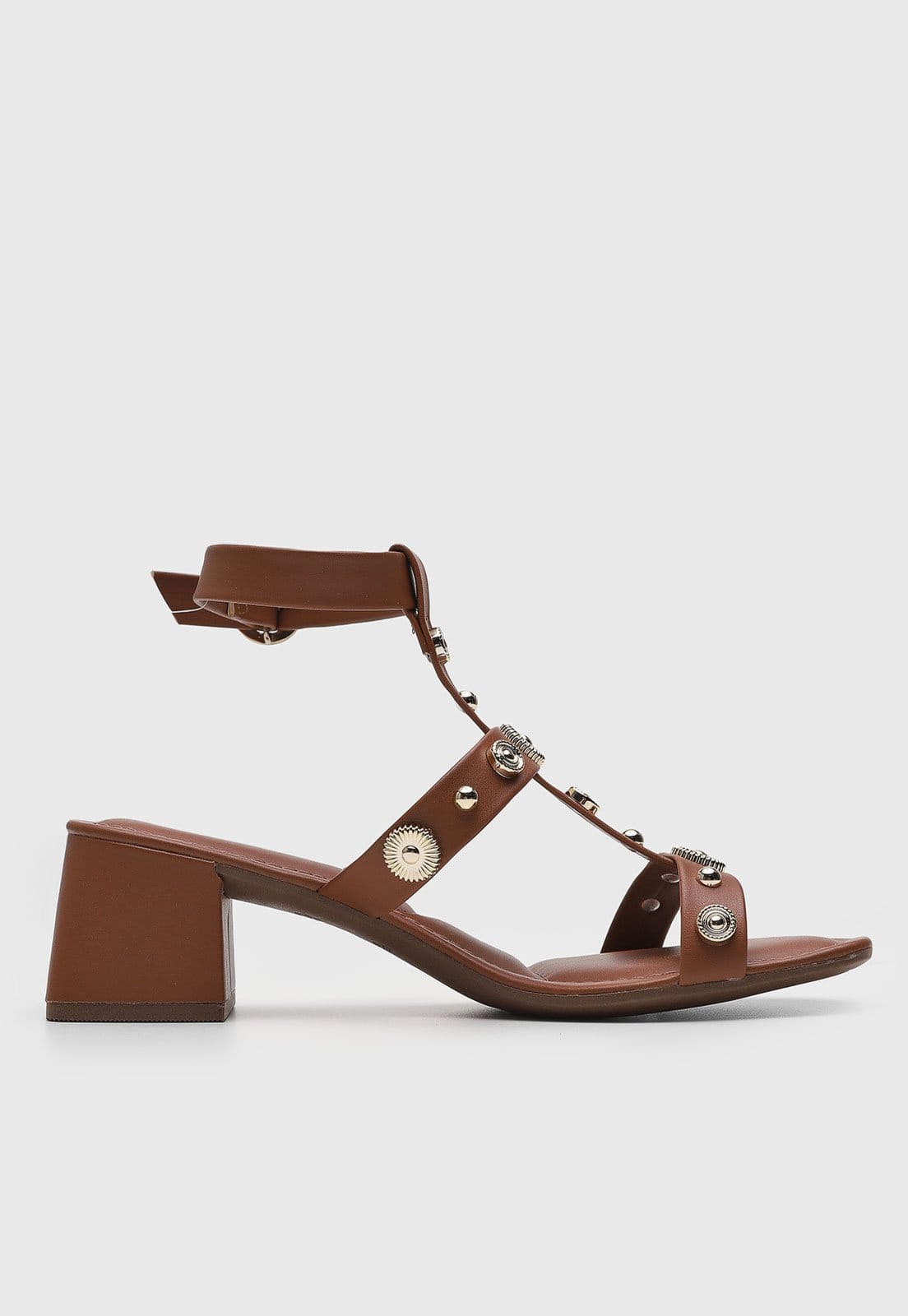 Vista 2 Sandália Feminina VIA UNO Salto Grosso Baixa VIA UNO marrom