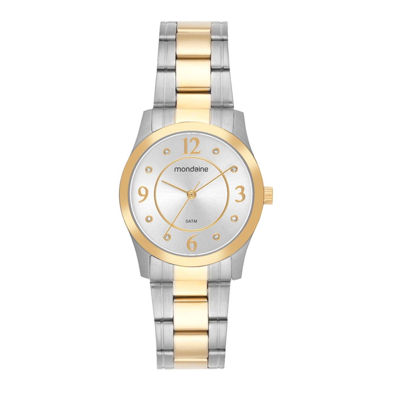 Vista principal Relogio Feminino Mondaine Bicolor Cristais Analógico Mondaine prata