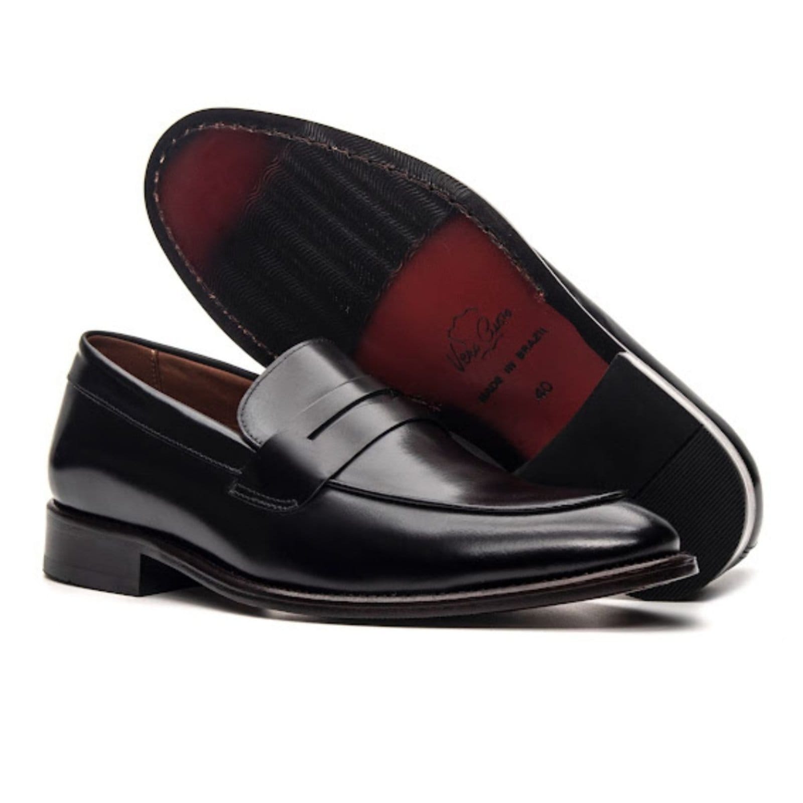 Vista principal Sapato Masculino Social Veritimo Brogue Sola De Couro Mocassim Elegante Conforto Veritimo preto