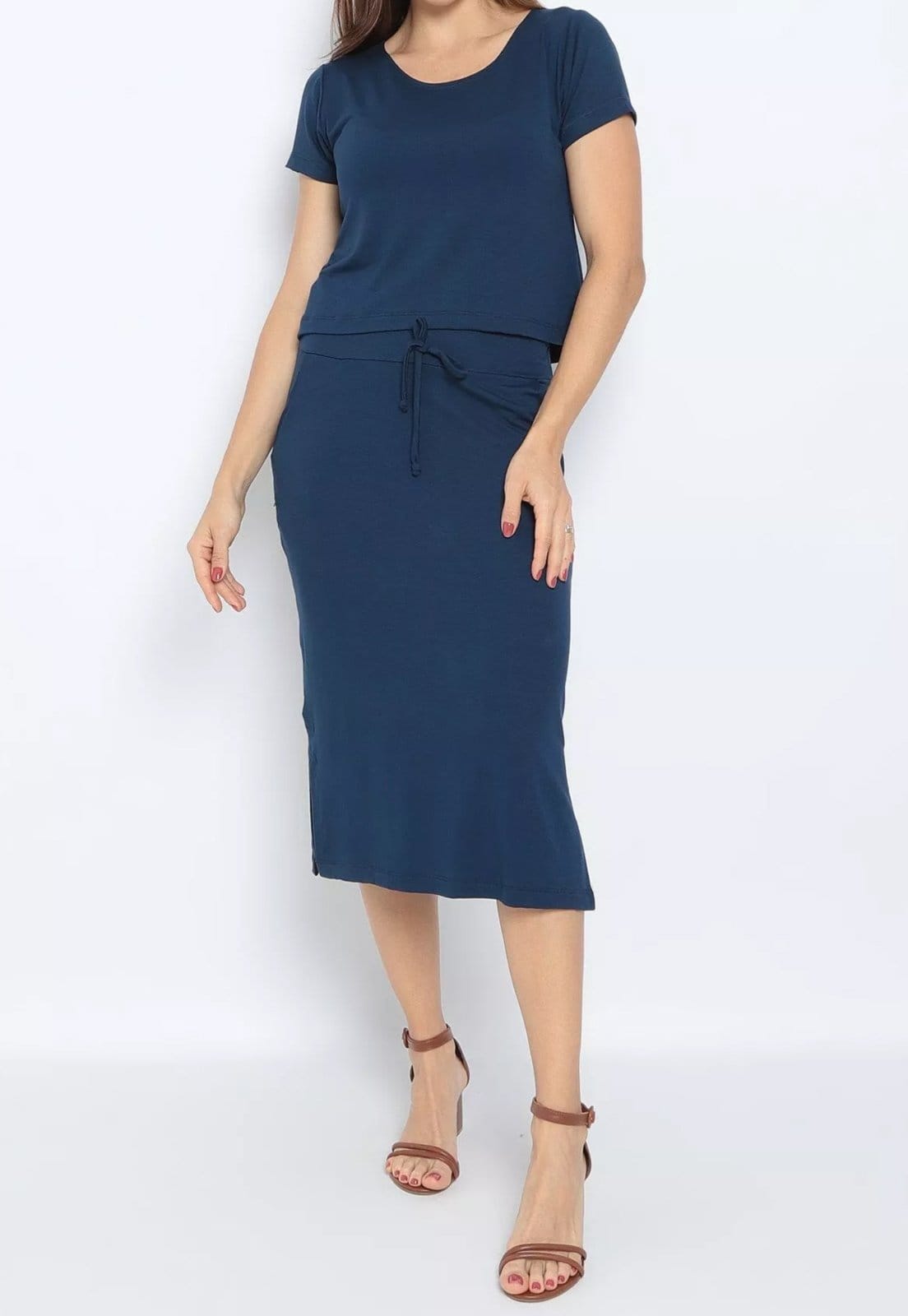 Conjunto Maria Paes Saia e Blusa Marinho