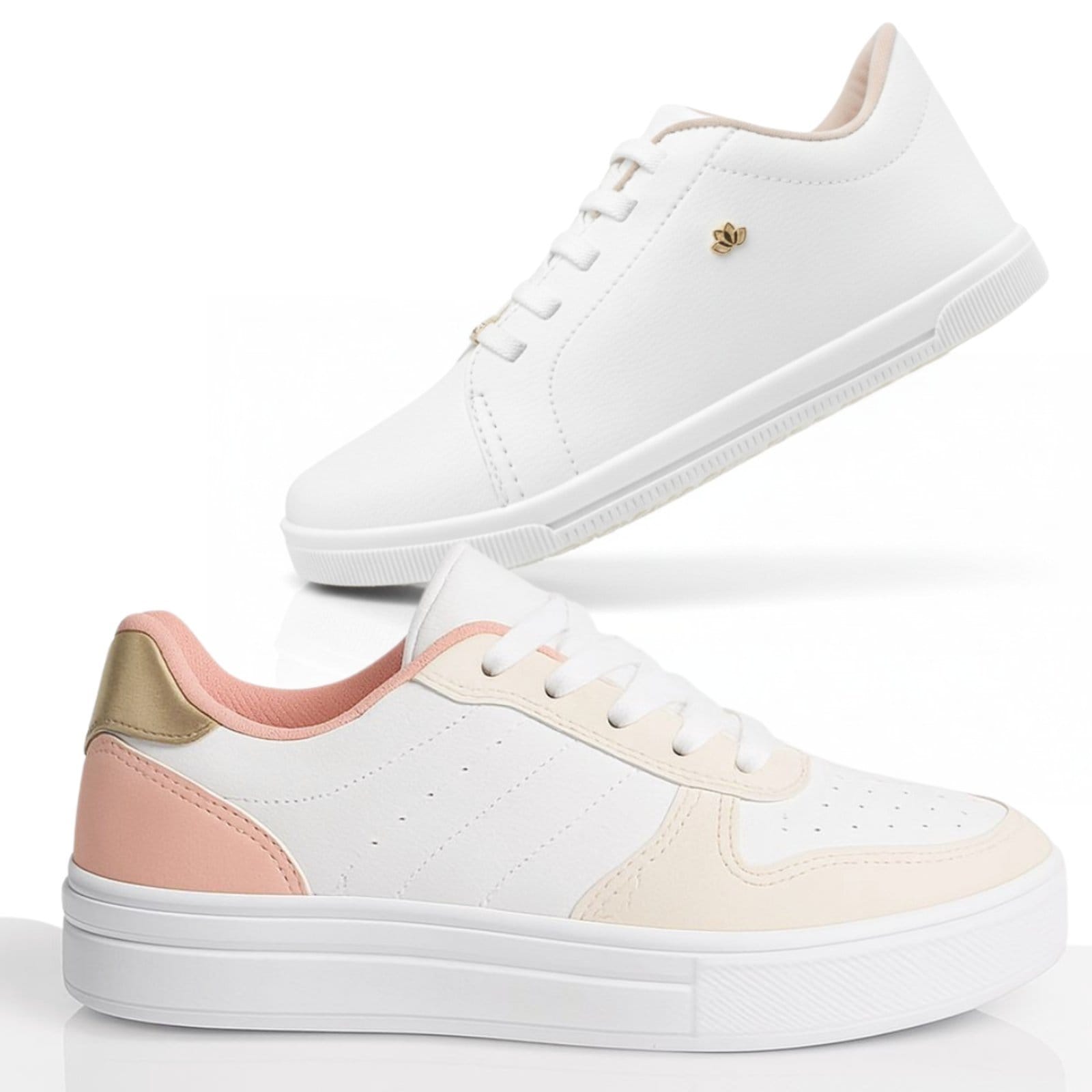 Kit Tênis Feminino Sneakers Tratorado Clean Fashion c Confortável