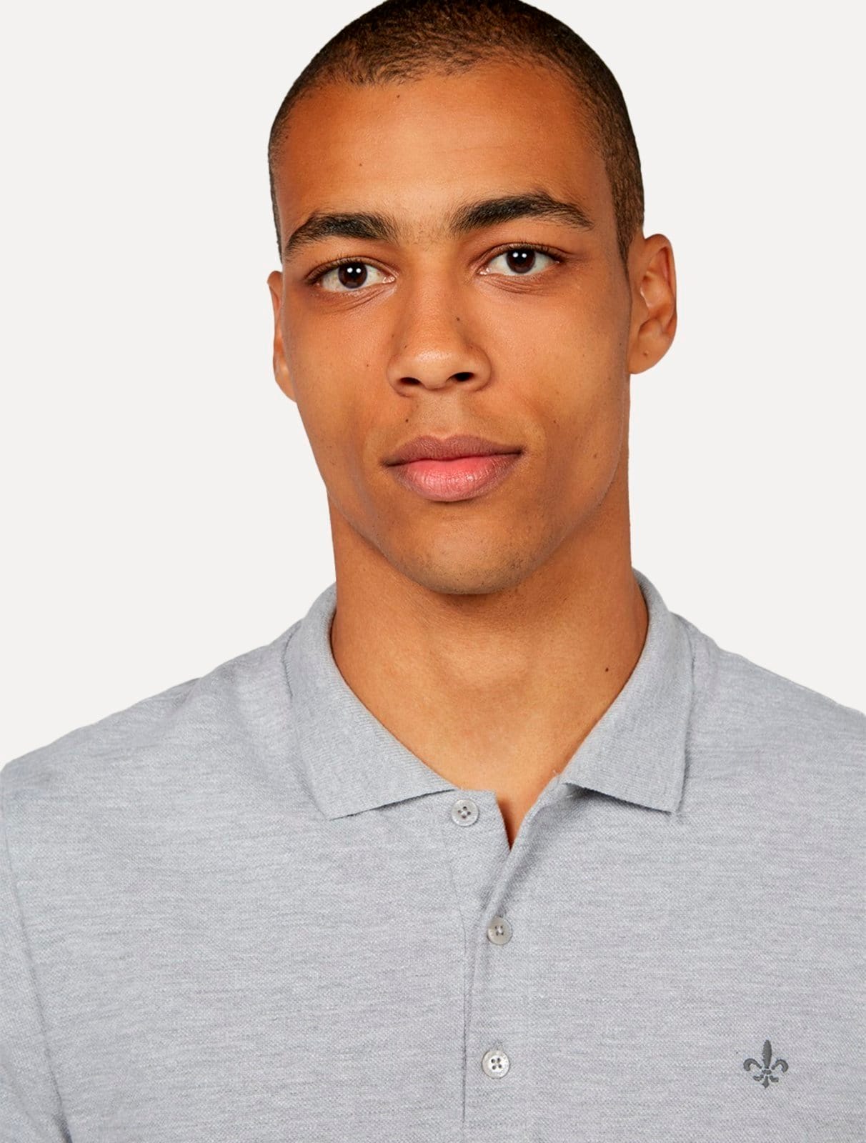 Vista 2 Polo Dudalina Masculina Essentials Extra Cotton Gray Icon Mescla Dudalina cinza