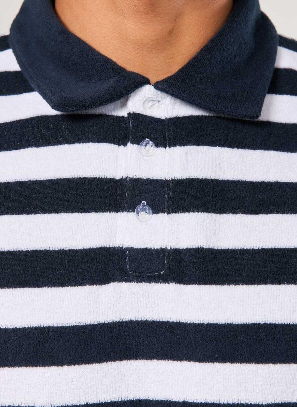 Vista 2 Camiseta Polo Box Atoalhada Listrada Youcom azul marinho