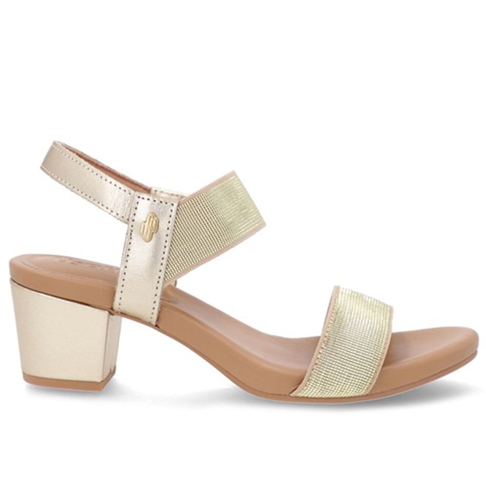 Sandália Salto Bloco Usaflex Elástico Y8204 Conforto Ouro Light