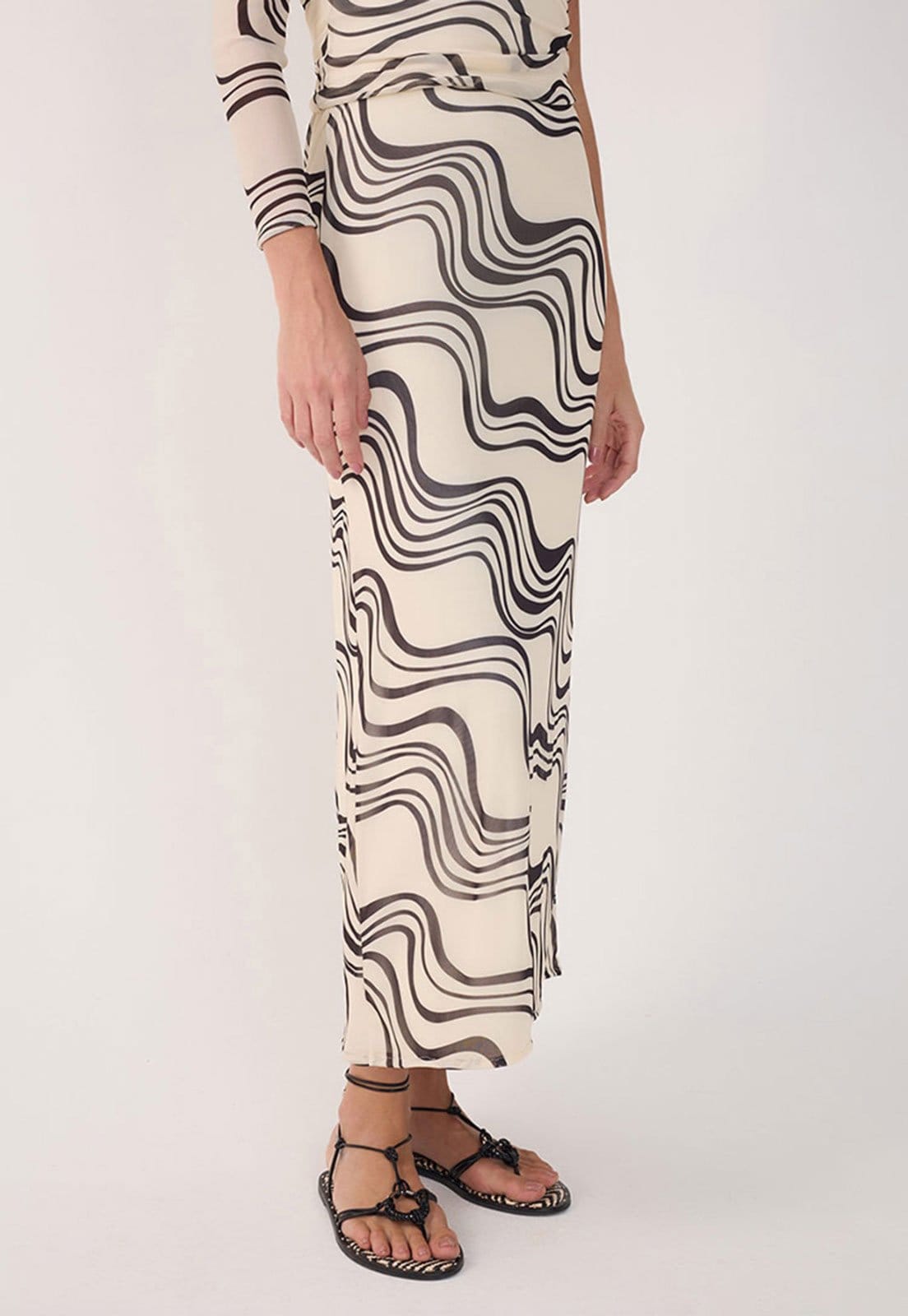 Vista principal Saia Dress To Midi Estampada Off-White Dress to off-white white