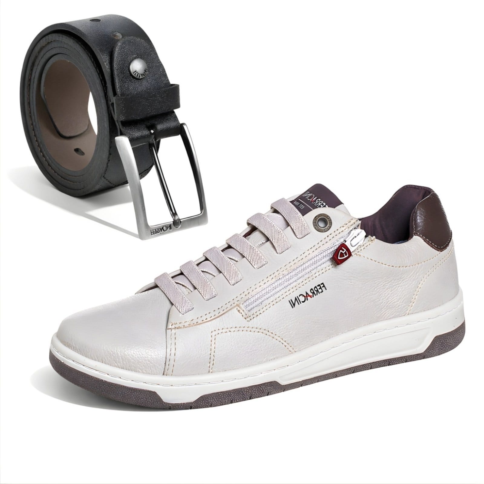 Vista principal Kit Sapatênis Masculino Casual + Cinto Socual Couro Minipasso preto