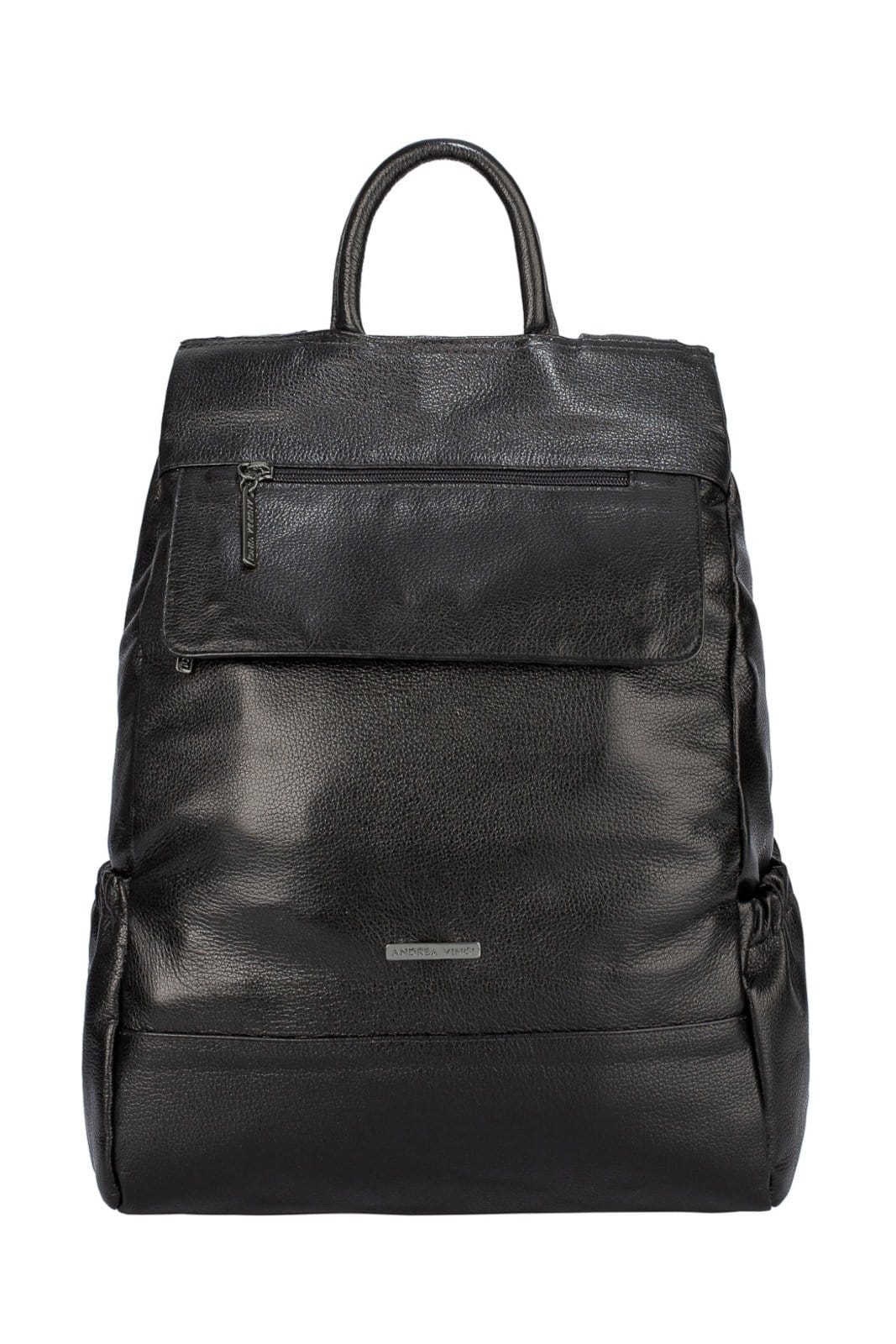 Mochila antifurto de couro liso grafite Suelen