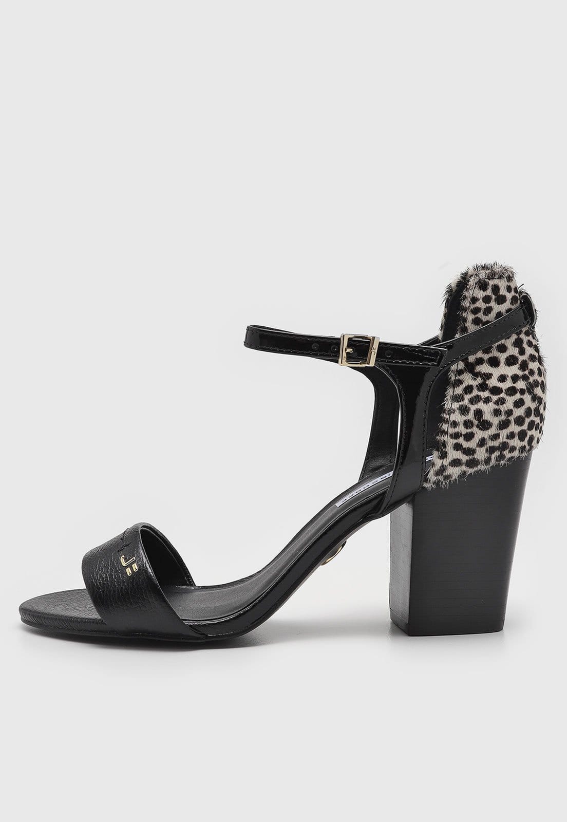 Sandália Jorge Bischoff Recorte Animal Print Preta