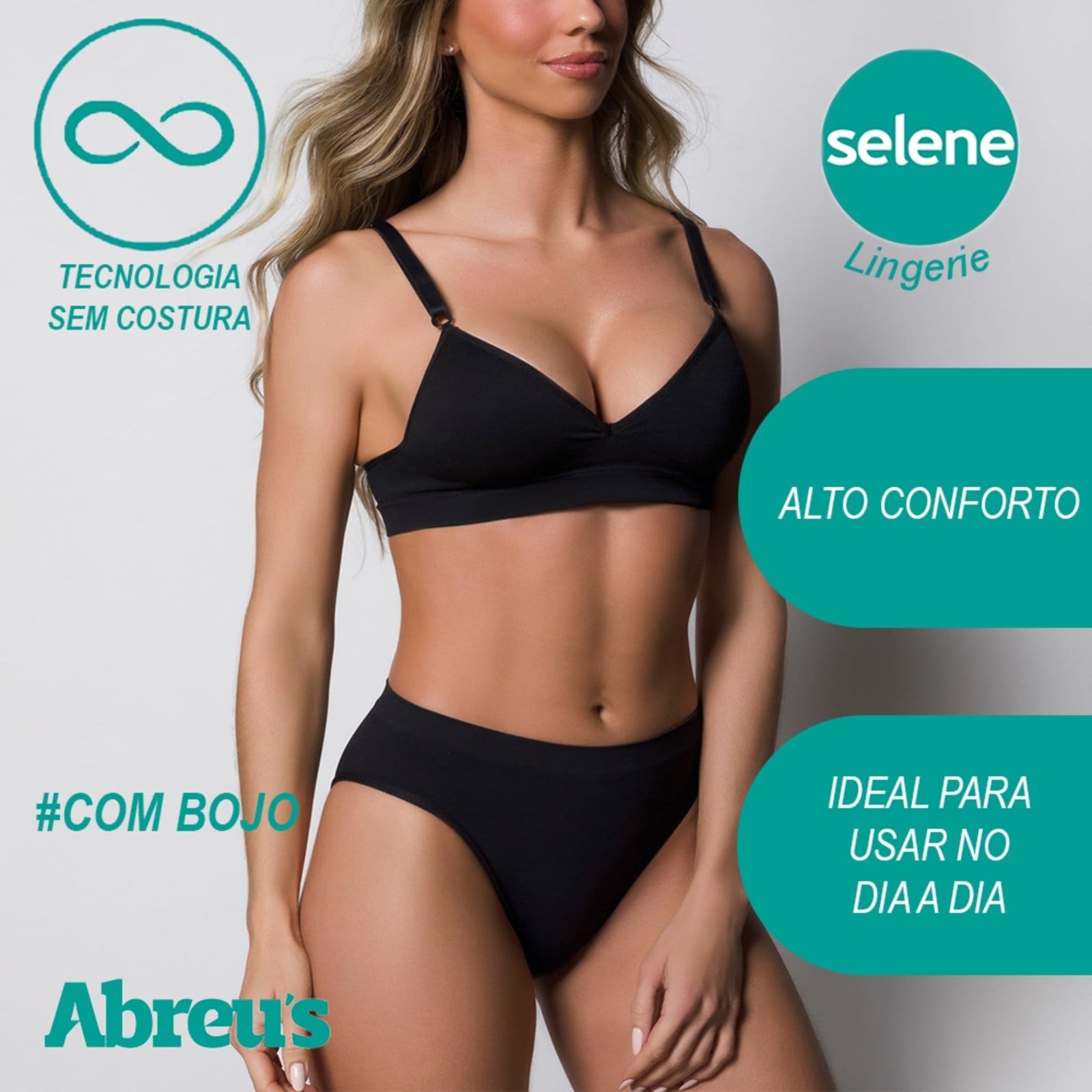 Vista 2 Sutiã Feminino Bojo NÁO Removível Sem Costura Selene 20500 SELENE preto