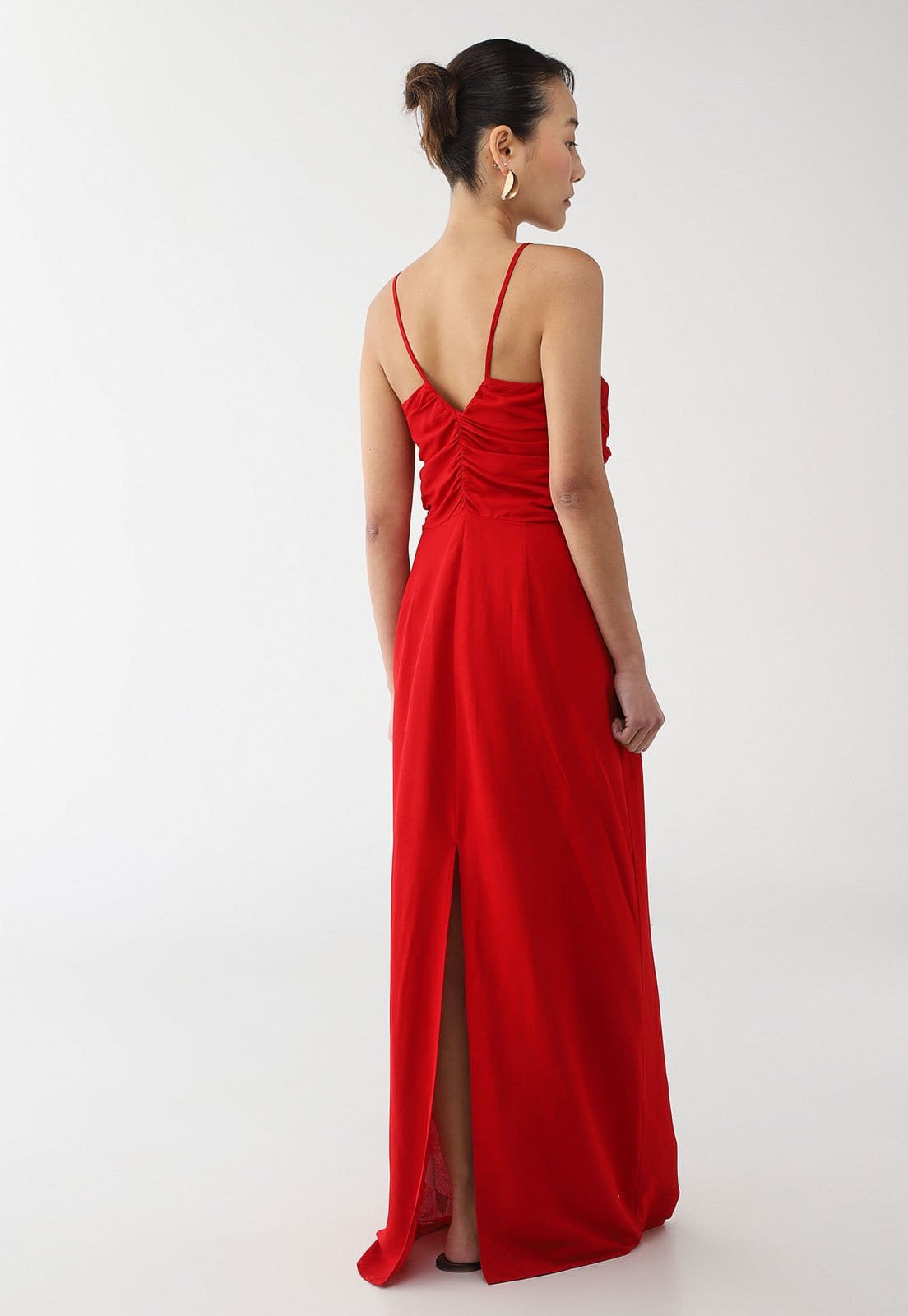 Vista 2 Vestido Feminino Hering Longo Alças Finas Vermelha Hering vermelho