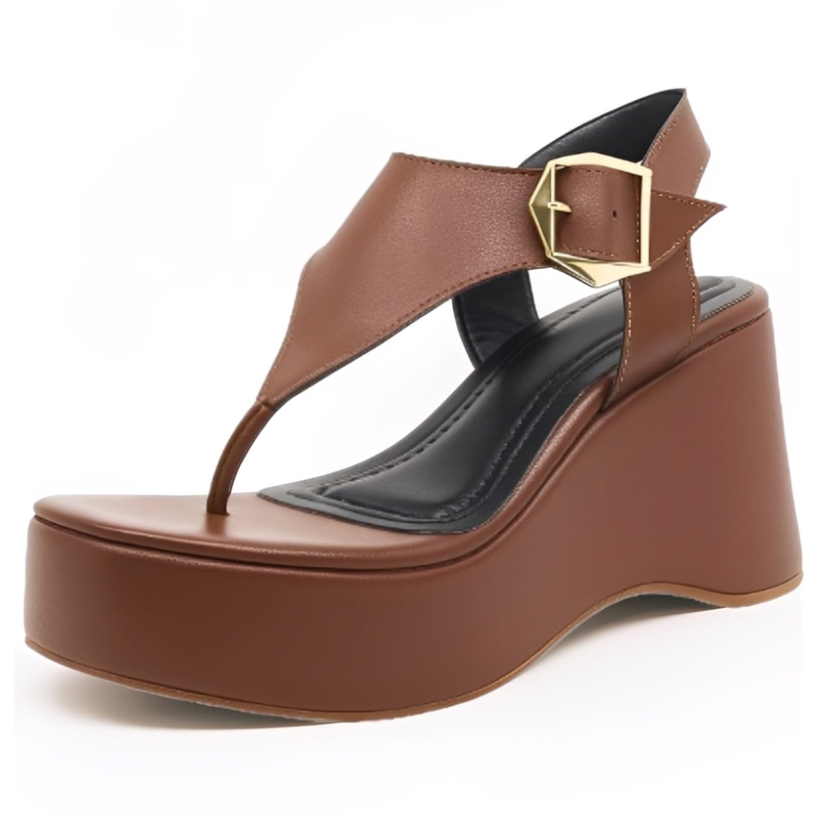 Sandália Feminina de Dedo Anabela Alta Floter Cacau 9002