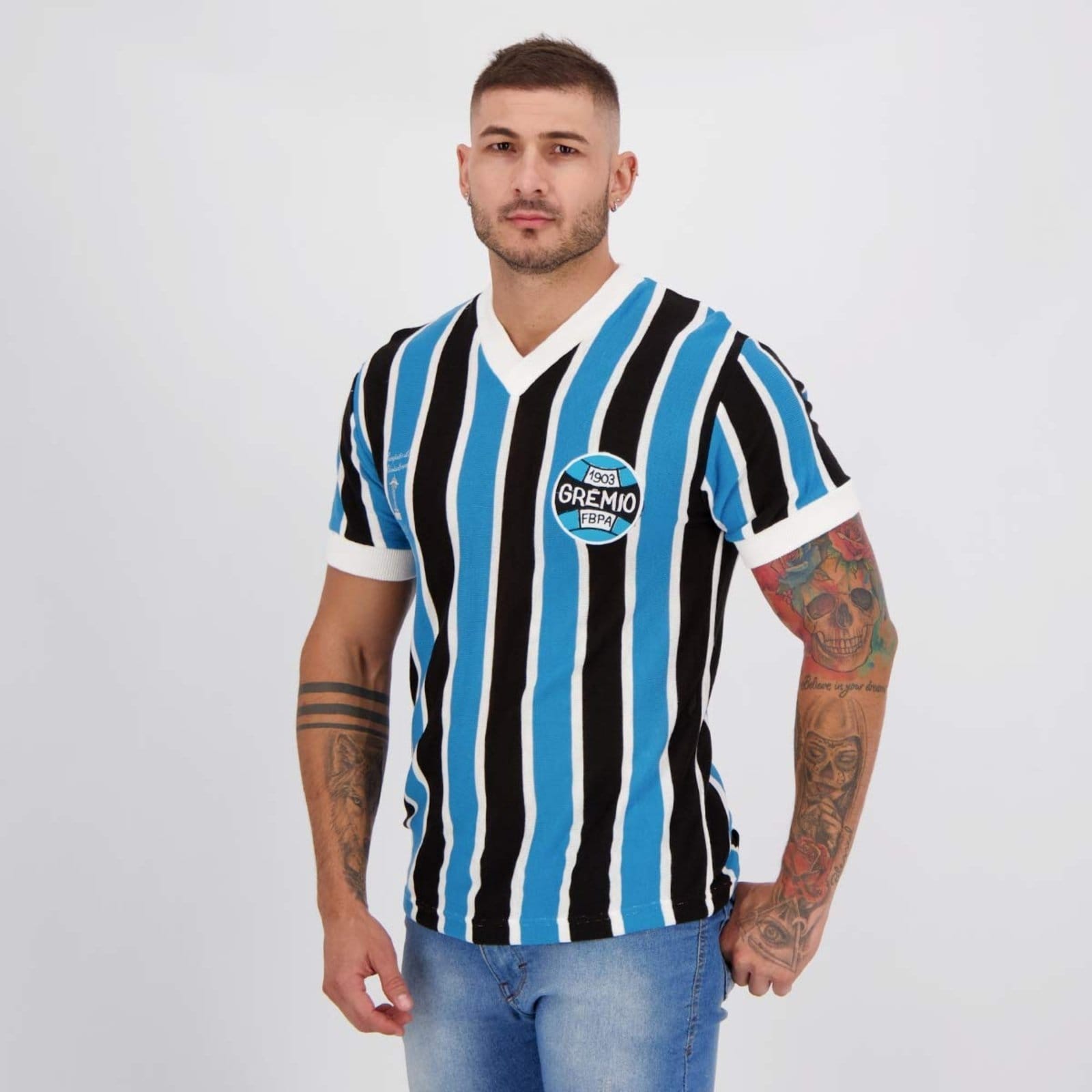 Vista 2 Camisa Grêmio Retrô 1983 N° 7 Oldoni azul