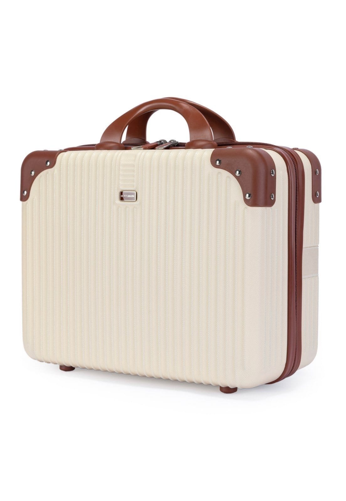 Vista 2 Frasqueira De Bordo Mão Rígida Em Fibra Abs Espaçosa Rígida Viagem Reforçada Centurion bege