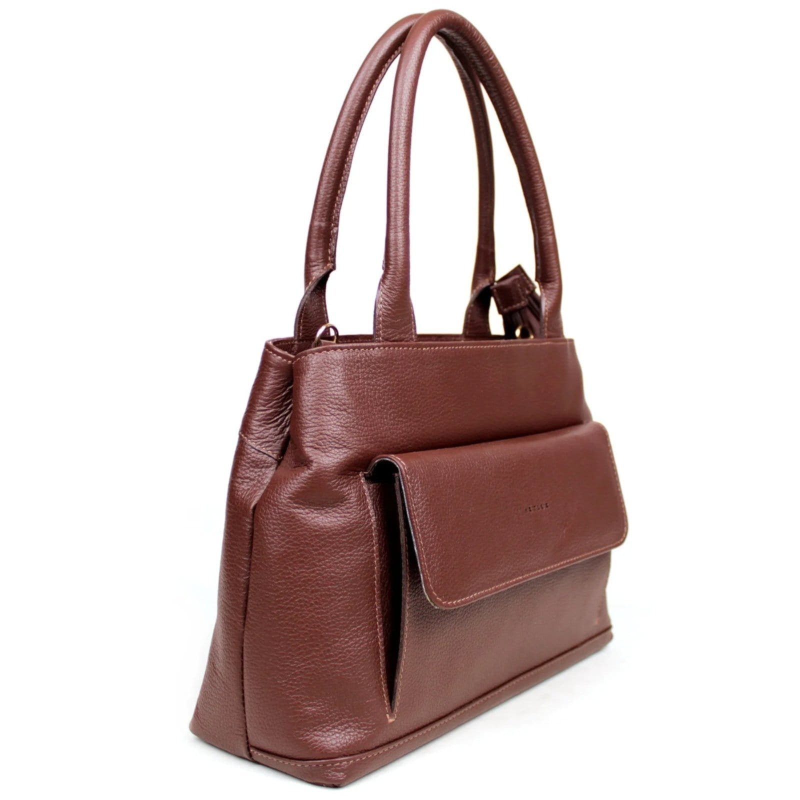 Vista 2 Bolsa Feminina de Ombro em Couro Artlux 9067 Pinhão Artlux marrom