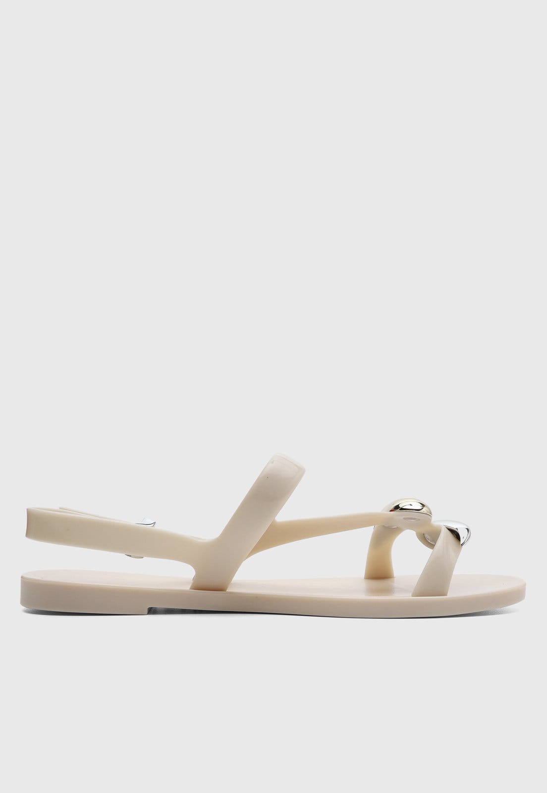 Vista 2 Rasteira Fechada Feminina Melissa Detalhe Metálico Off-White Melissa off-white white