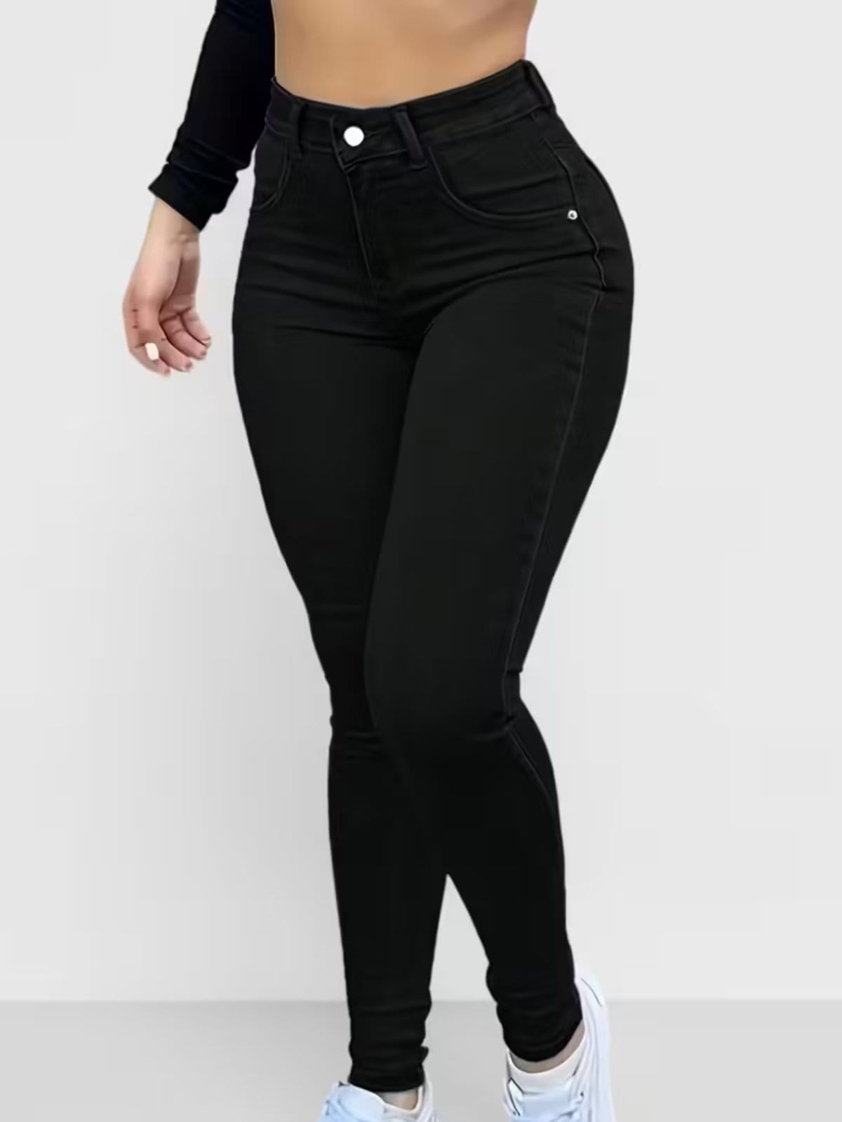 Vista principal Calça Feminina Skinny SK Eleagante Casual e Confortavel TEX JEANS jeans/preto
