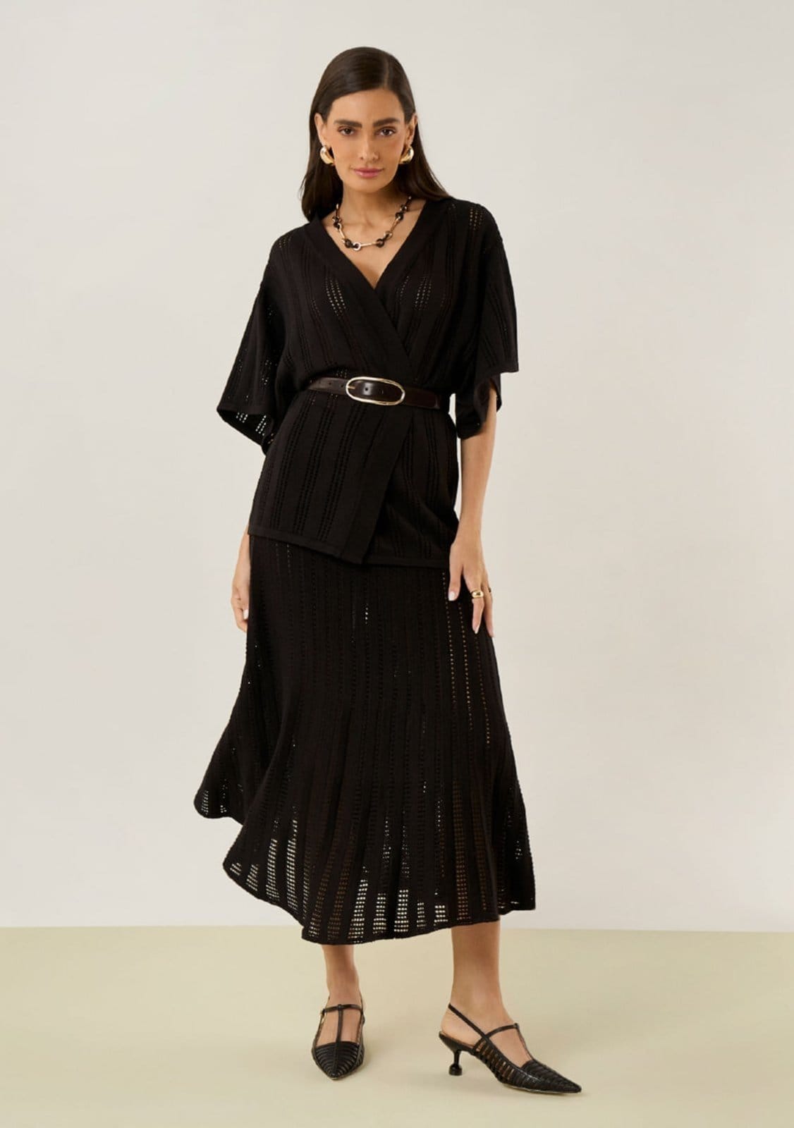 Vista principal Cardigan Maria Valentina Tricot Básico Maria Valentina preto