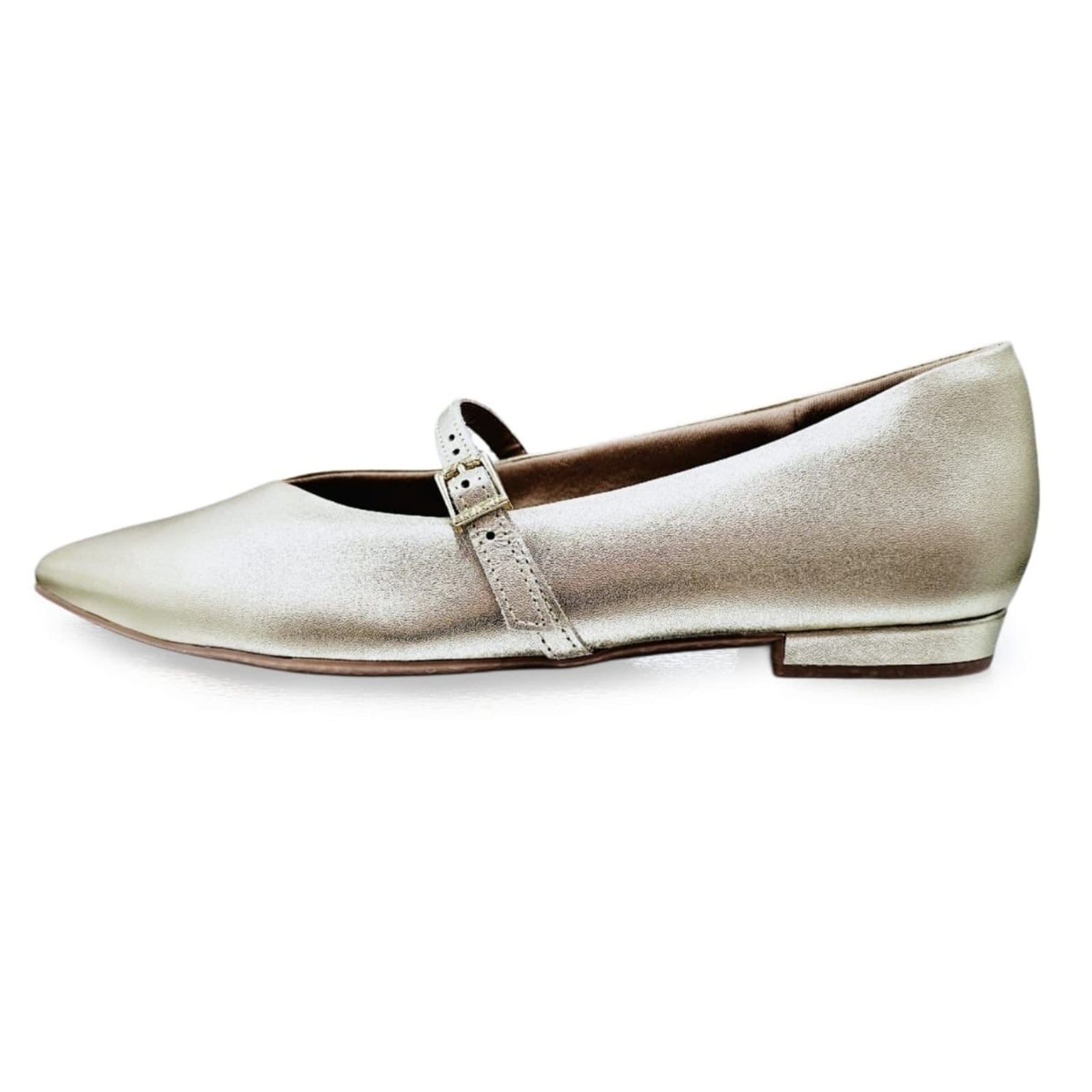 Sapatilha Usaflex Feminina Bico Fino Estilo Boneca Mary Jane Ouro