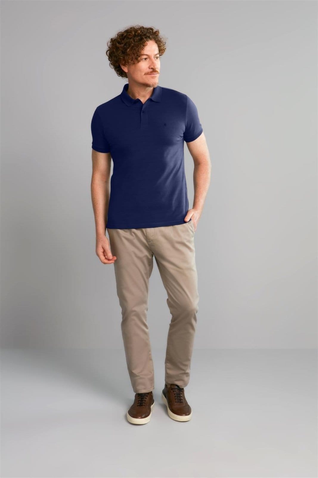 Vista 2 HIGHSTIL Polo Manga Curta Premium Malha Slim Fit Noturno HIGHSTIL azul