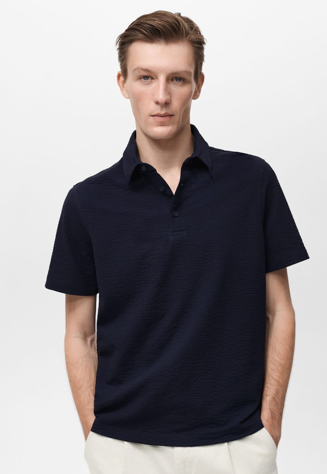 Camisa Polo Mango Regular Seerp Azul-Marinho
