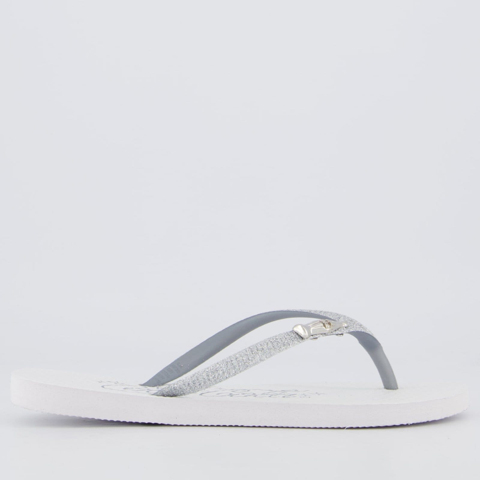 Vista 2 Chinelo Coca Cola Special Feminino e Prata Coca-Cola branco