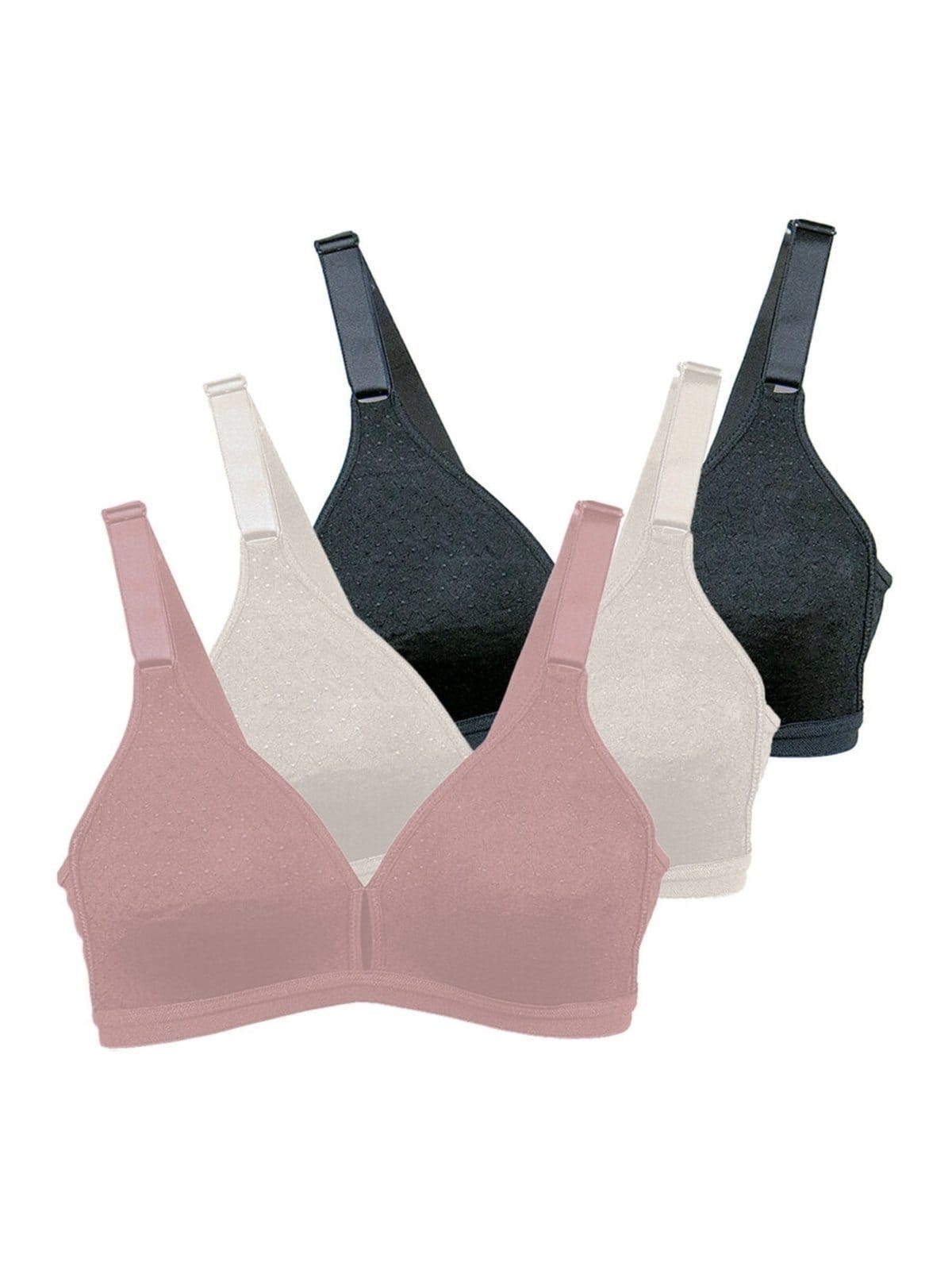 Vista principal Kit com 3 Sutiãs sem Aro e sem Bojo Olimpo Demillus 61019 Demillus branco