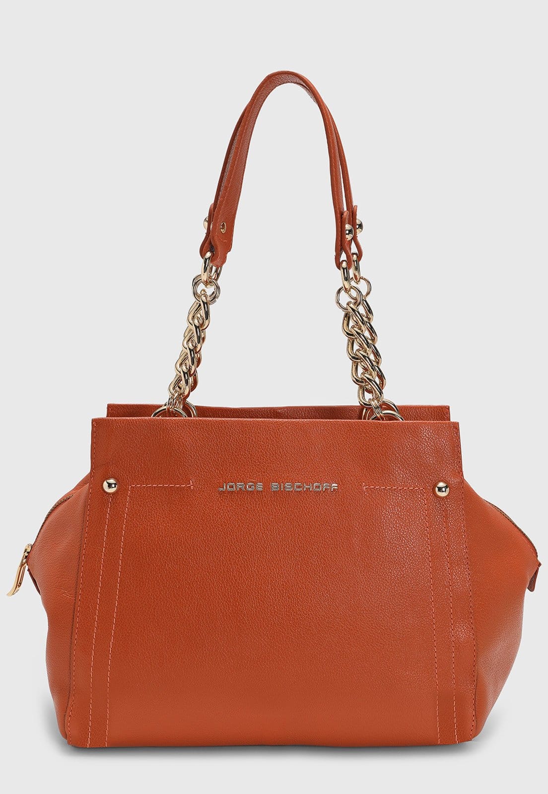 Vista principal Bolsa Média Feminina Jorge Bischoff Alça Corrente Jorge Bischoff laranja