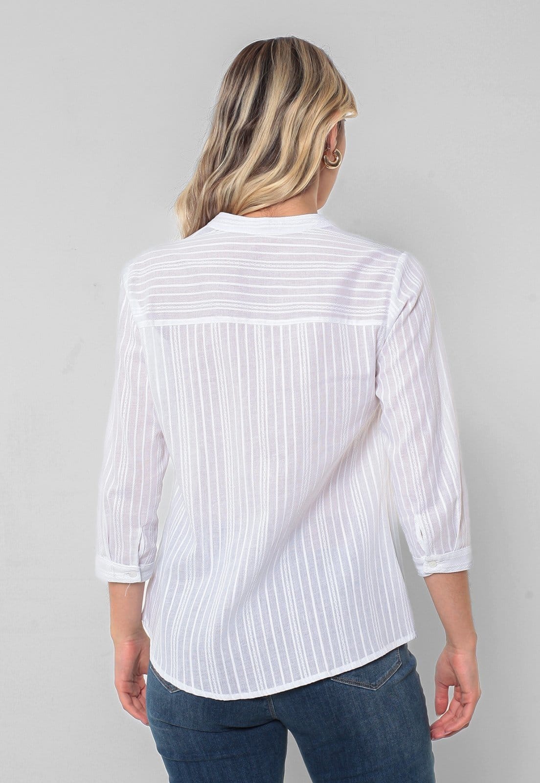 Vista 2 Camisa Intens Manga 3/4 Algodão Maquinetado Intens branco