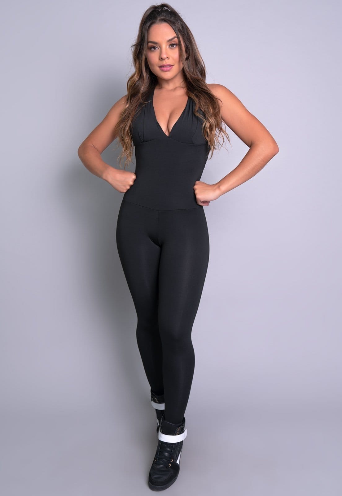 Macacão MVB Modas Bojo Suplex Liso Fitness Academia