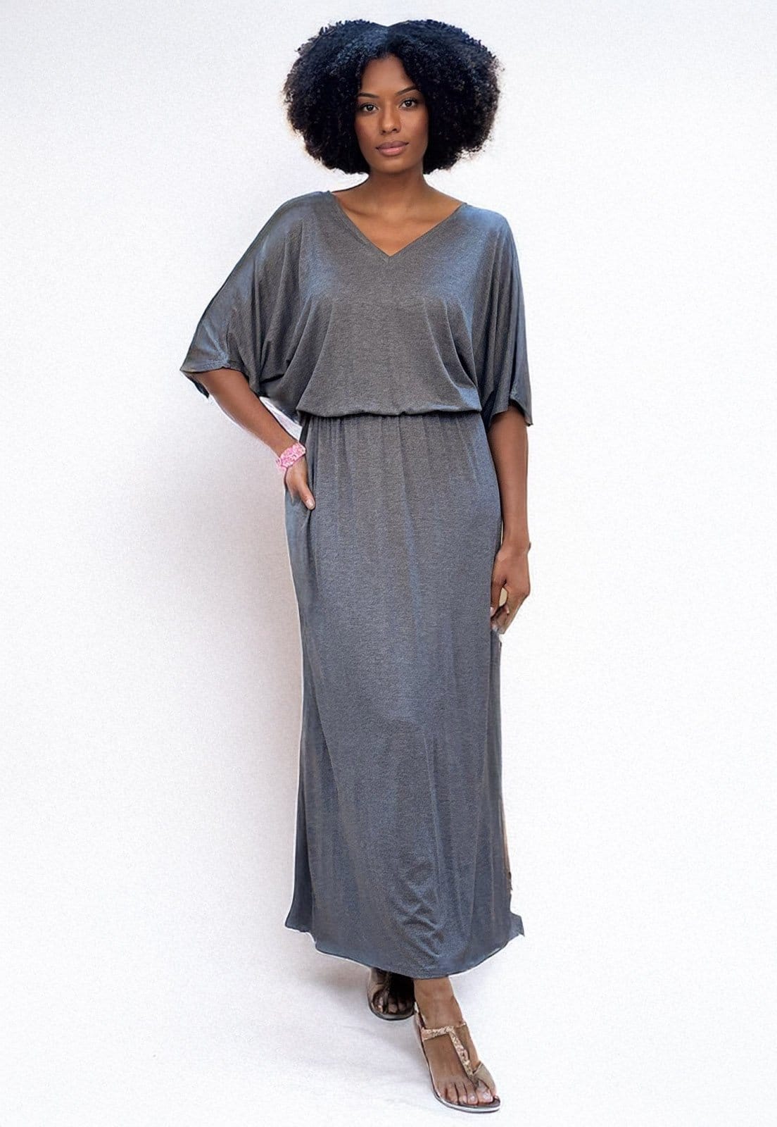 Vestido Longo Plano Estampa Mescla