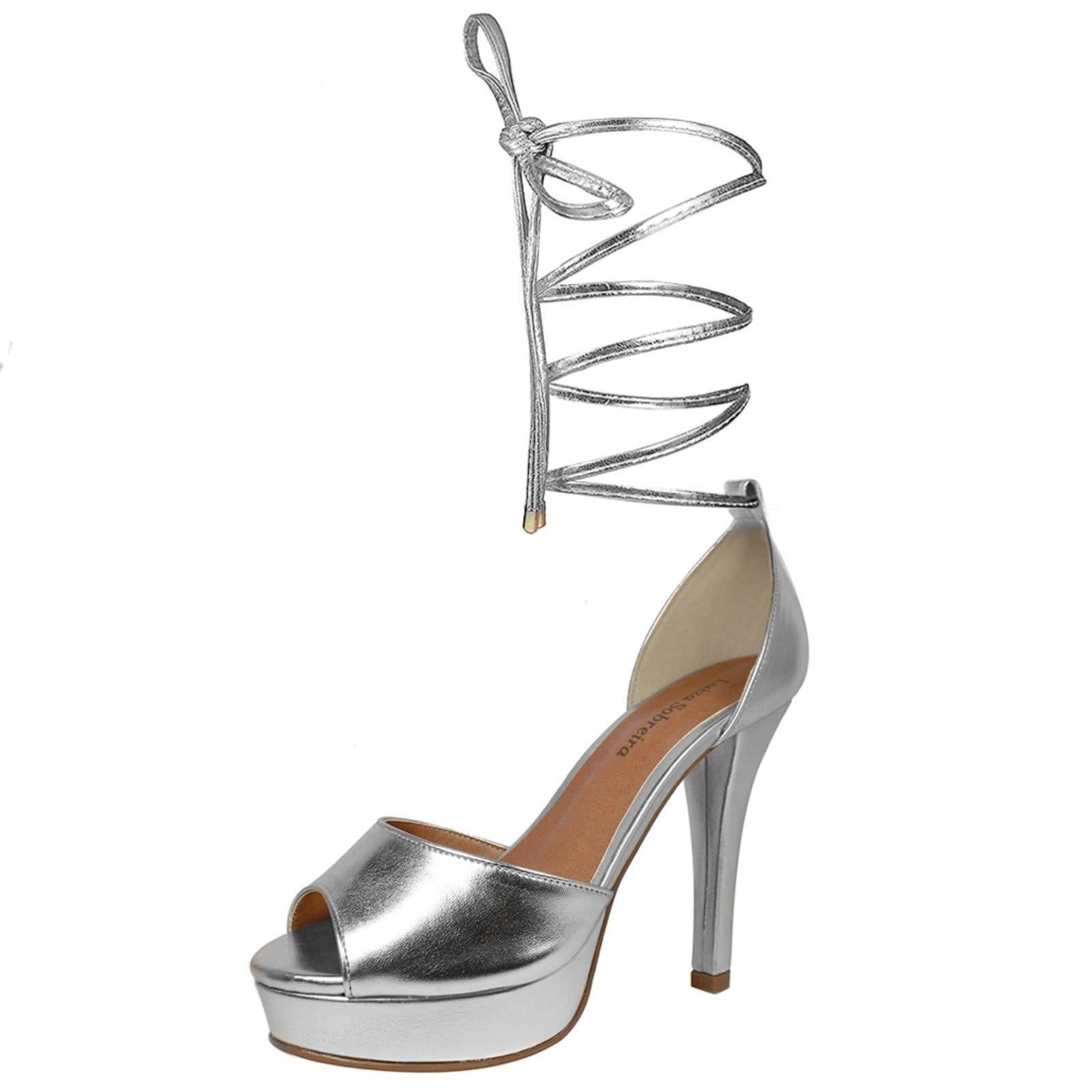 Vista 2 Meia Pata Troca Tira Salto Alto Fino Luiza Sobreira Mod. 2189-2 Luiza Sobreira prata