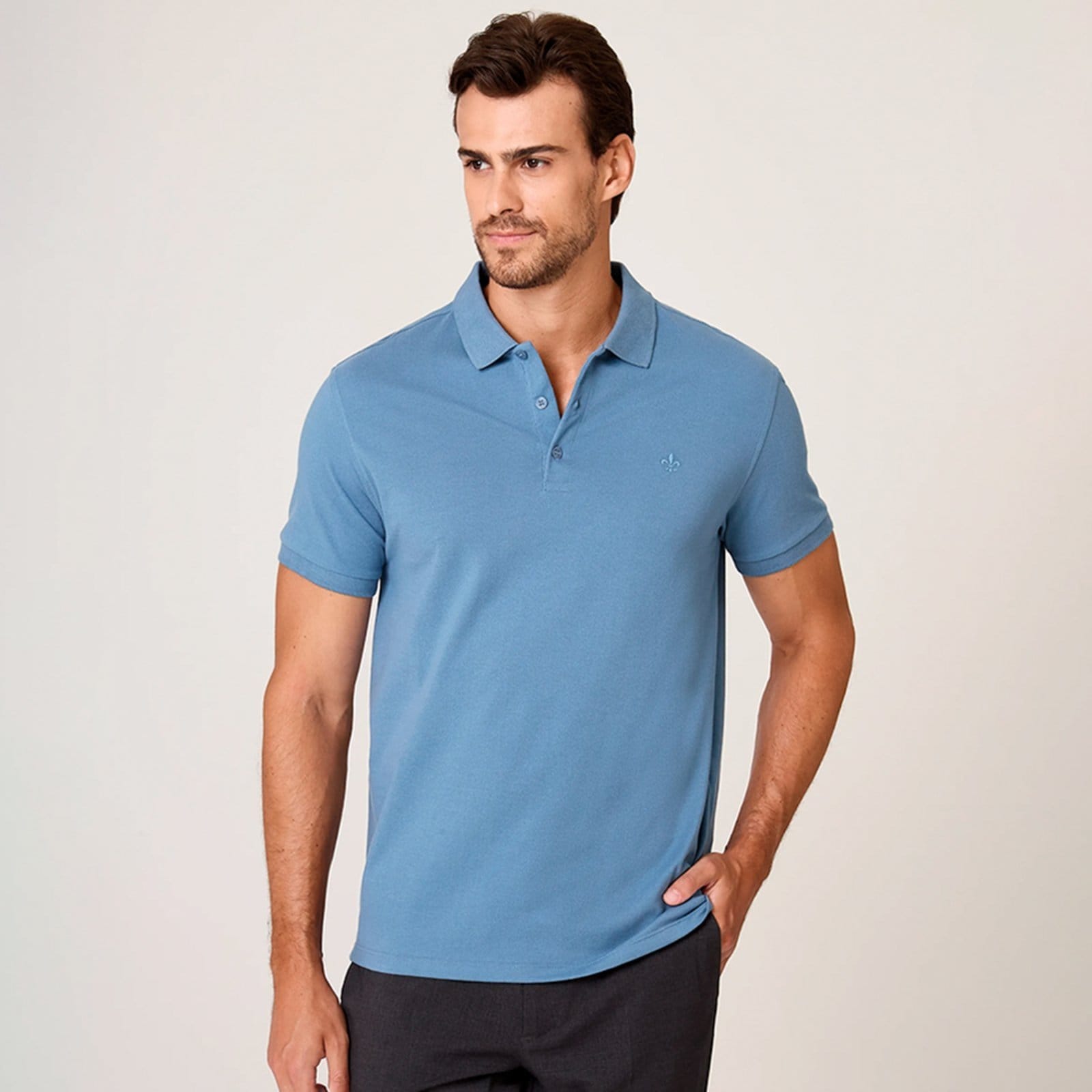 Vista principal Camisa Polo Dudalina Essential Basic Ou26b Masculino Dudalina azul