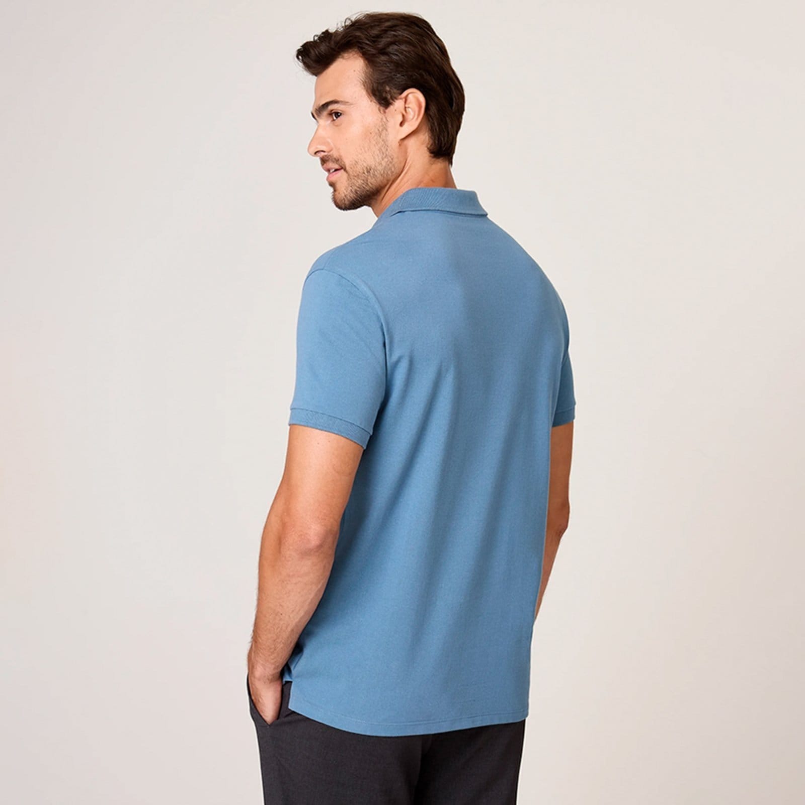Vista 2 Camisa Polo Dudalina Essential Basic Ou26b Masculino Dudalina azul