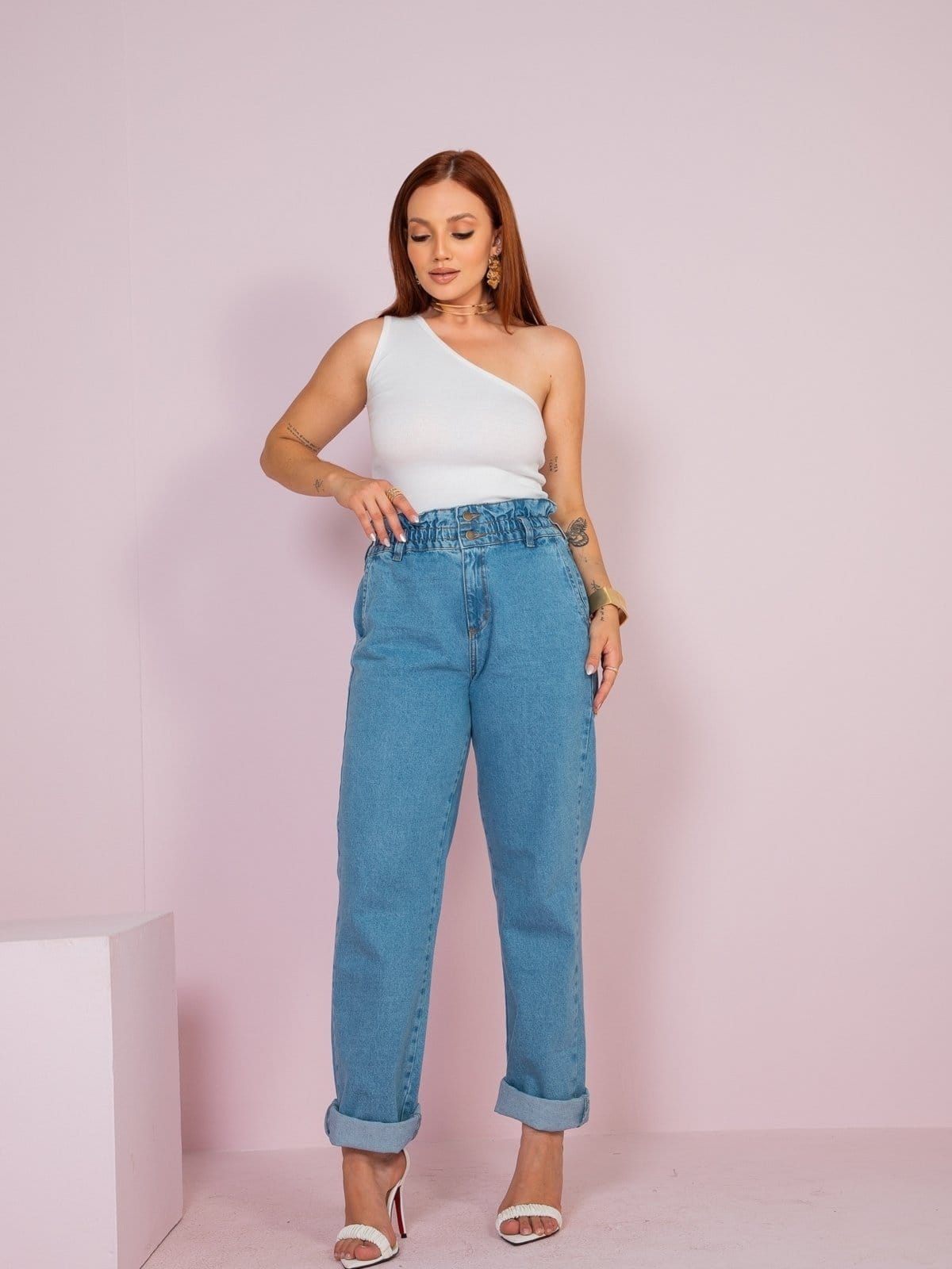 Vista principal Calça Reta Novah Store Jeans Novah Store azul