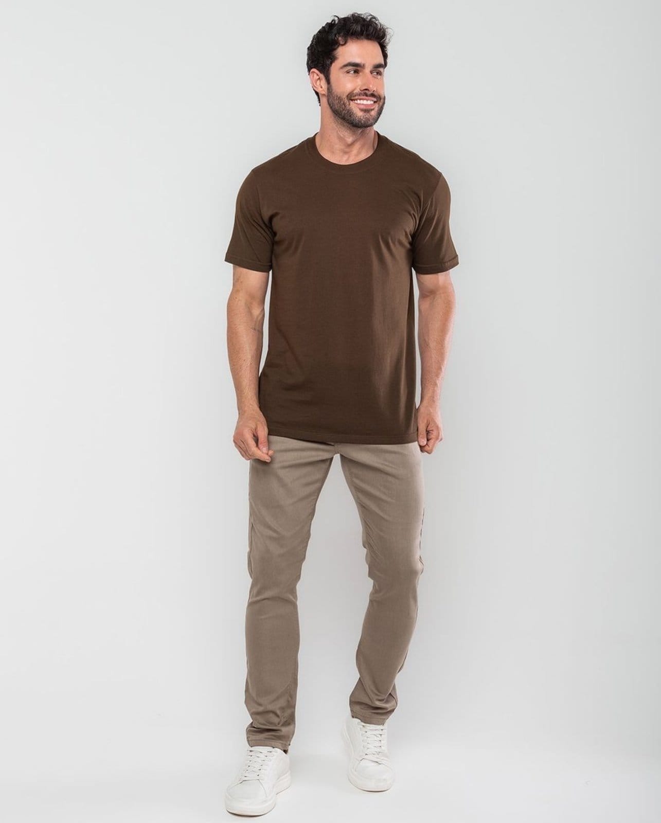 Calça Sarja Slim Fit Masculina Básica 21571 Caqui