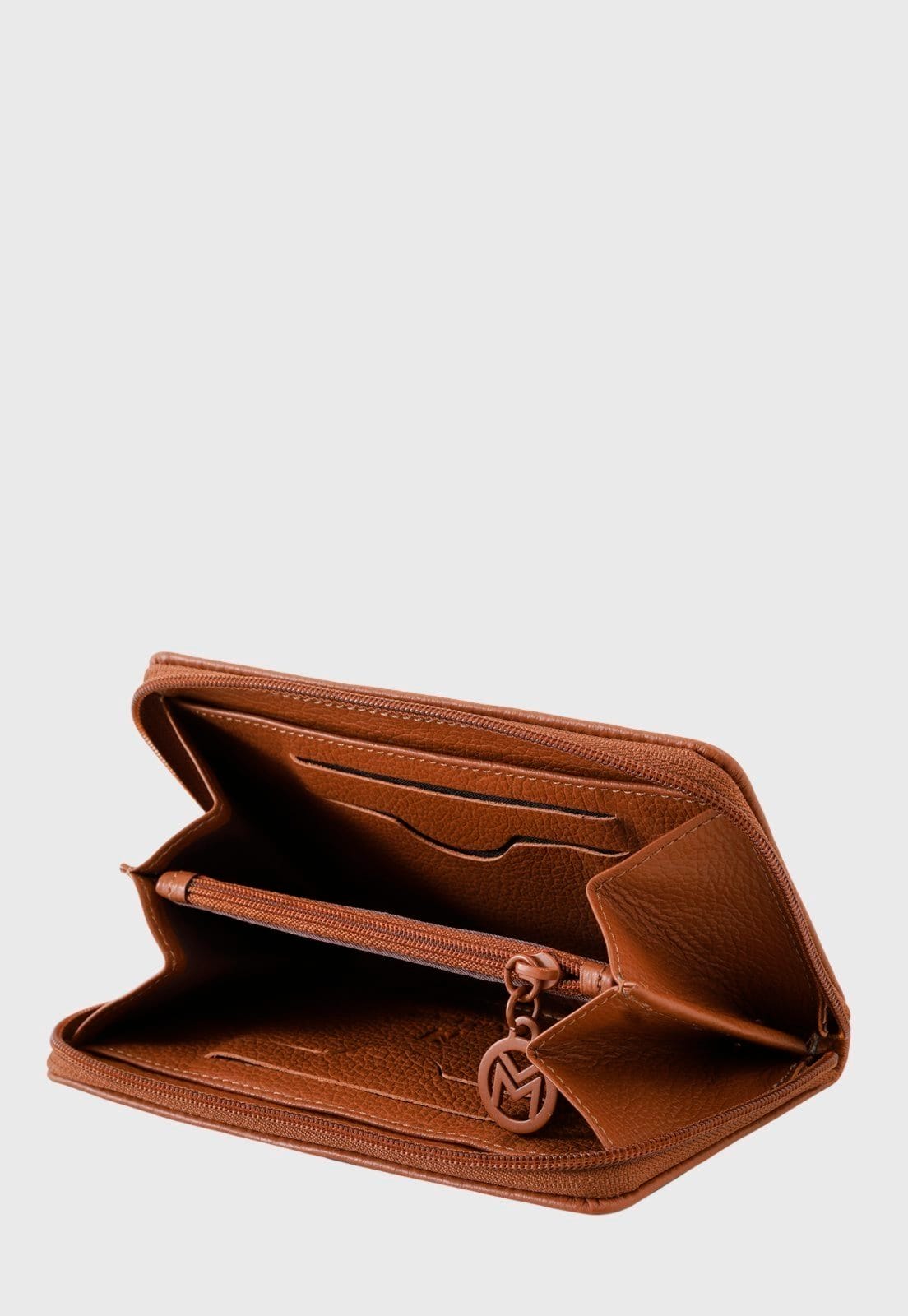 Vista 2 Carteira Couro Mariart Zíper 566MRT Caramelo Mariart preto