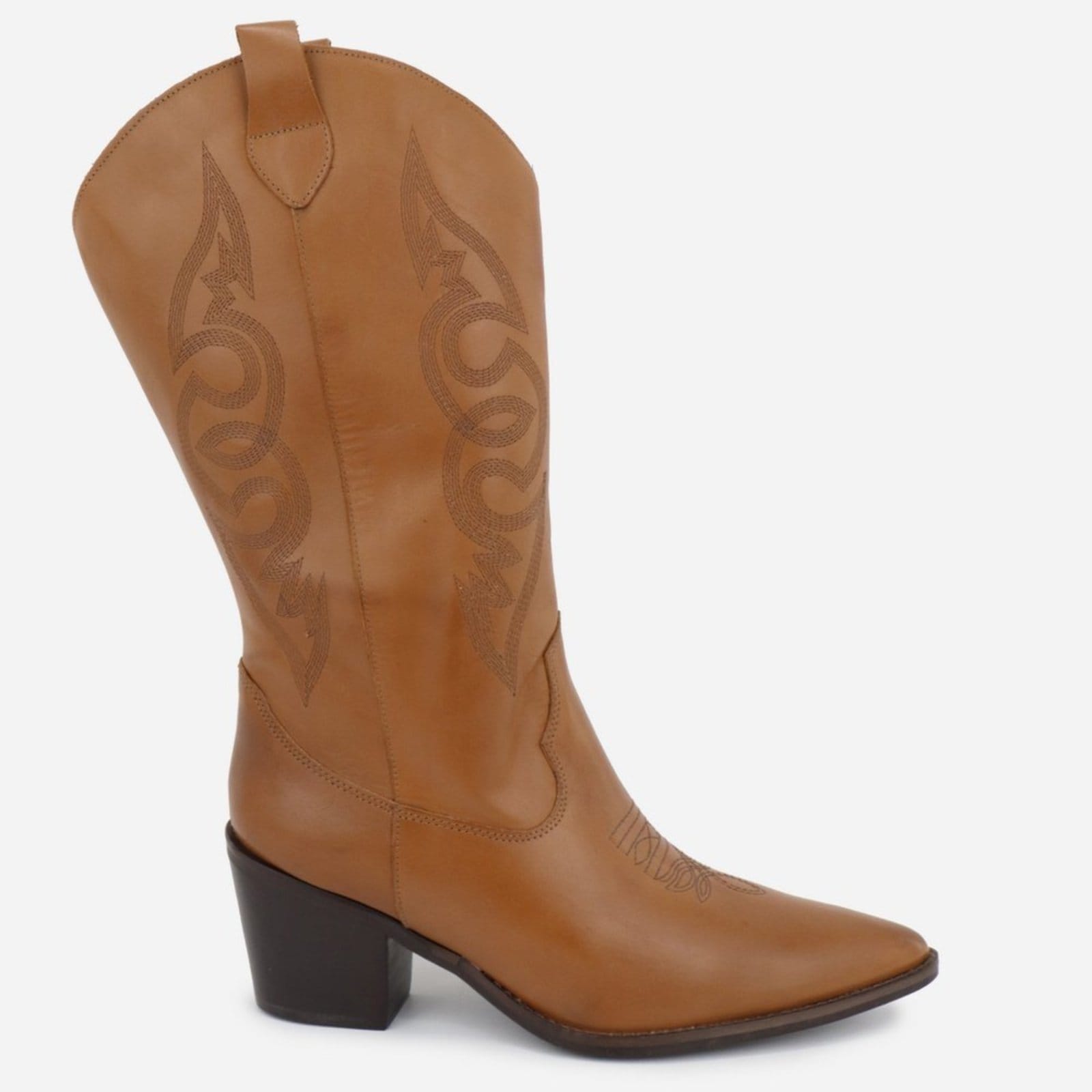 Vista 2 Bota Maria Paua Store Texana Feminina Couro Moda Country Bico Fino Cowgirl MARIA PAULA amarelo