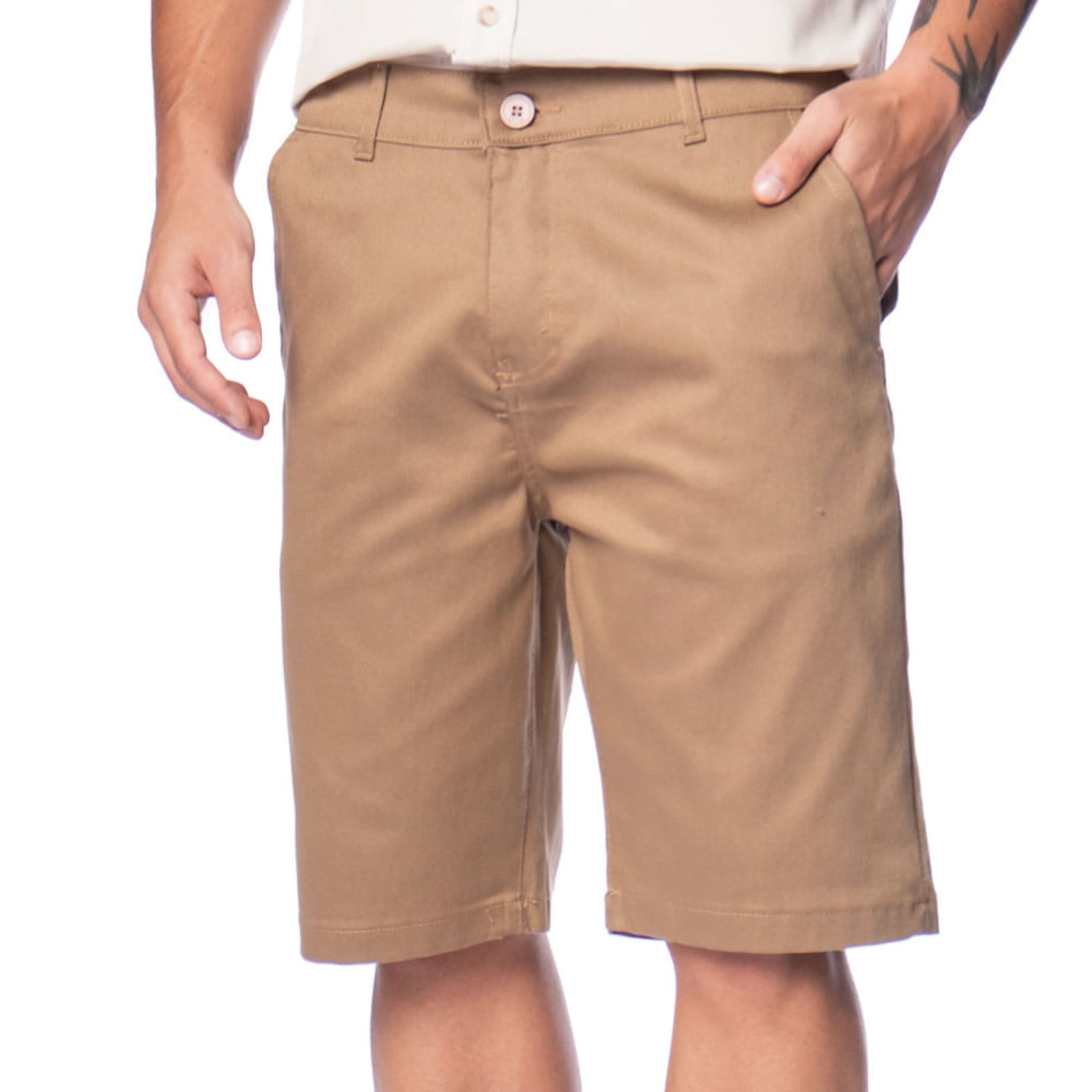 Vista principal Bermuda Sarja Masculina Dixie Slim Caqui Dixie cáqui caqui