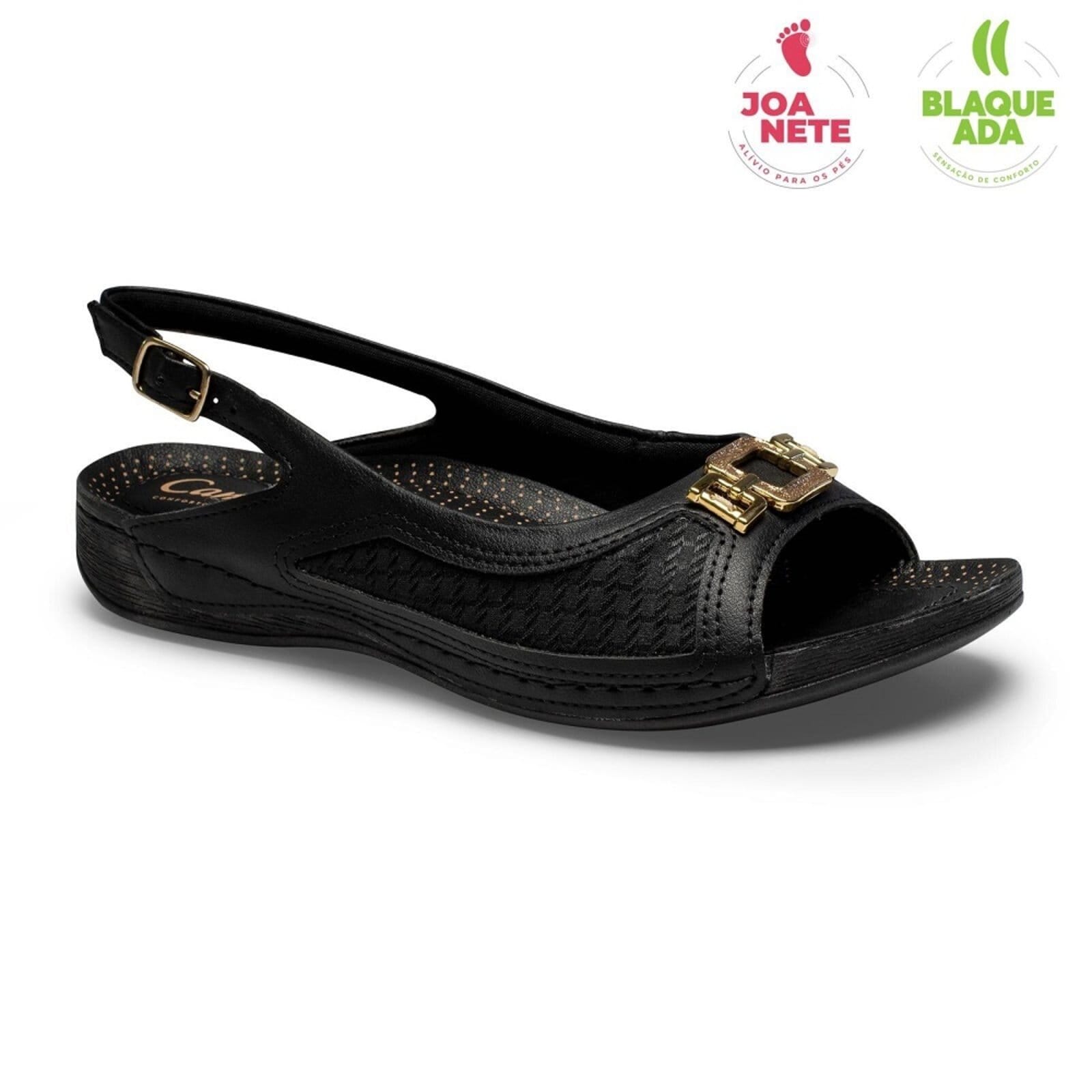 Vista 2 Sandália Blaqueada Campesi CP895 Feminina Campesi preto