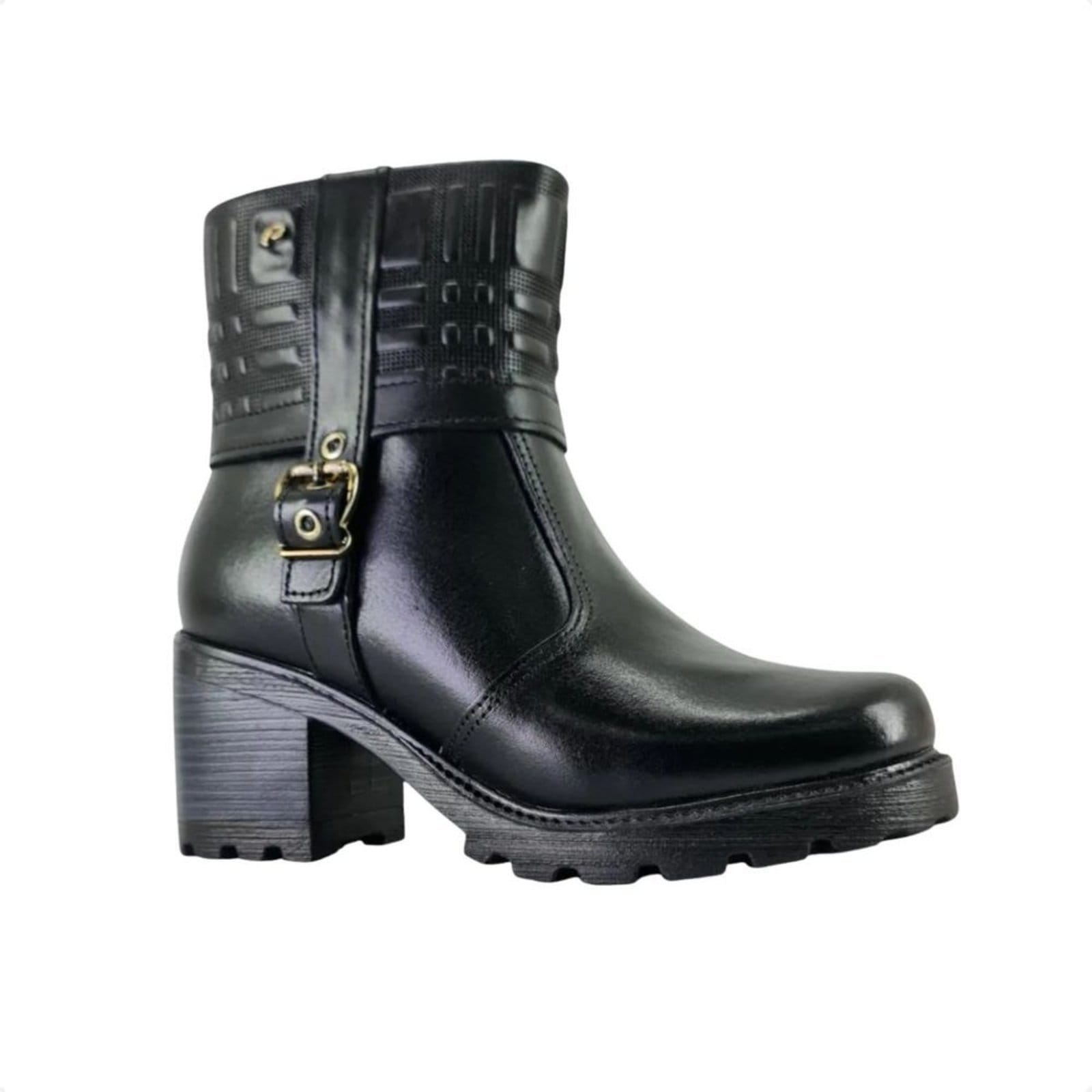 Vista 2 Bota Feminina Em Couro Cano Baixo Pegada PEGADA preto