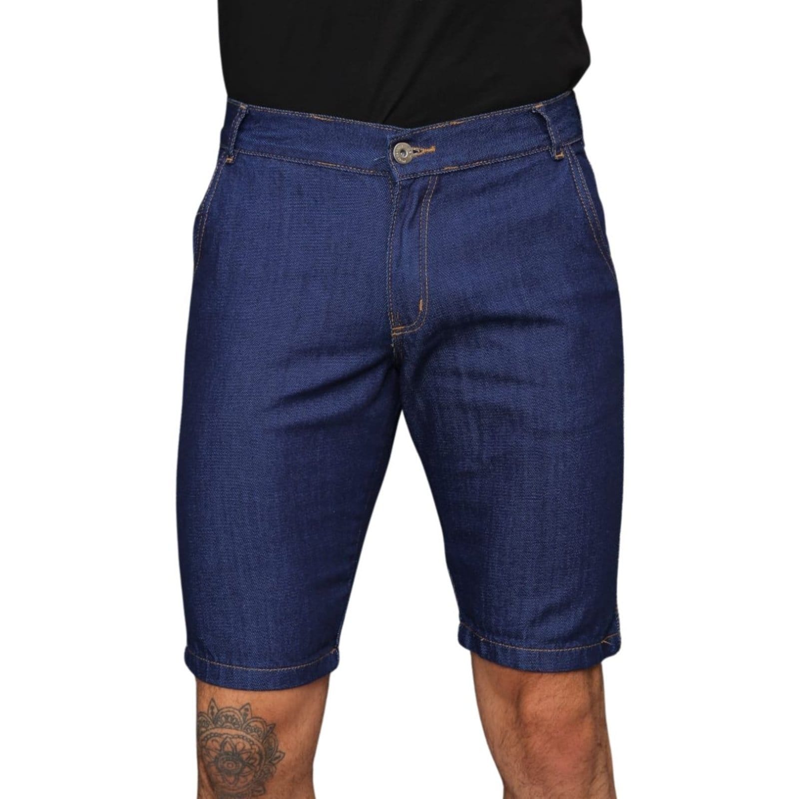 Vista principal Bermuda Masculina Jeans Escuro Royal Alleppo Jeans Bolso-Faca Alleppo Jeans azul