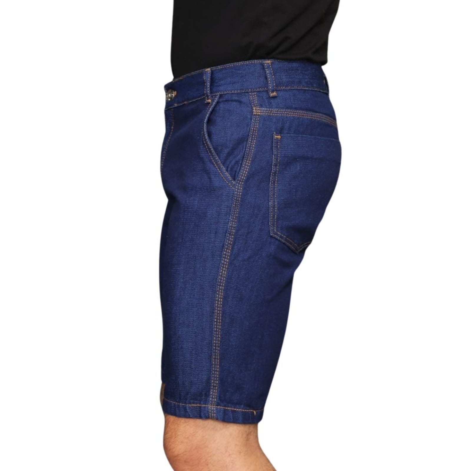 Vista 2 Bermuda Masculina Jeans Escuro Royal Alleppo Jeans Bolso-Faca Alleppo Jeans azul