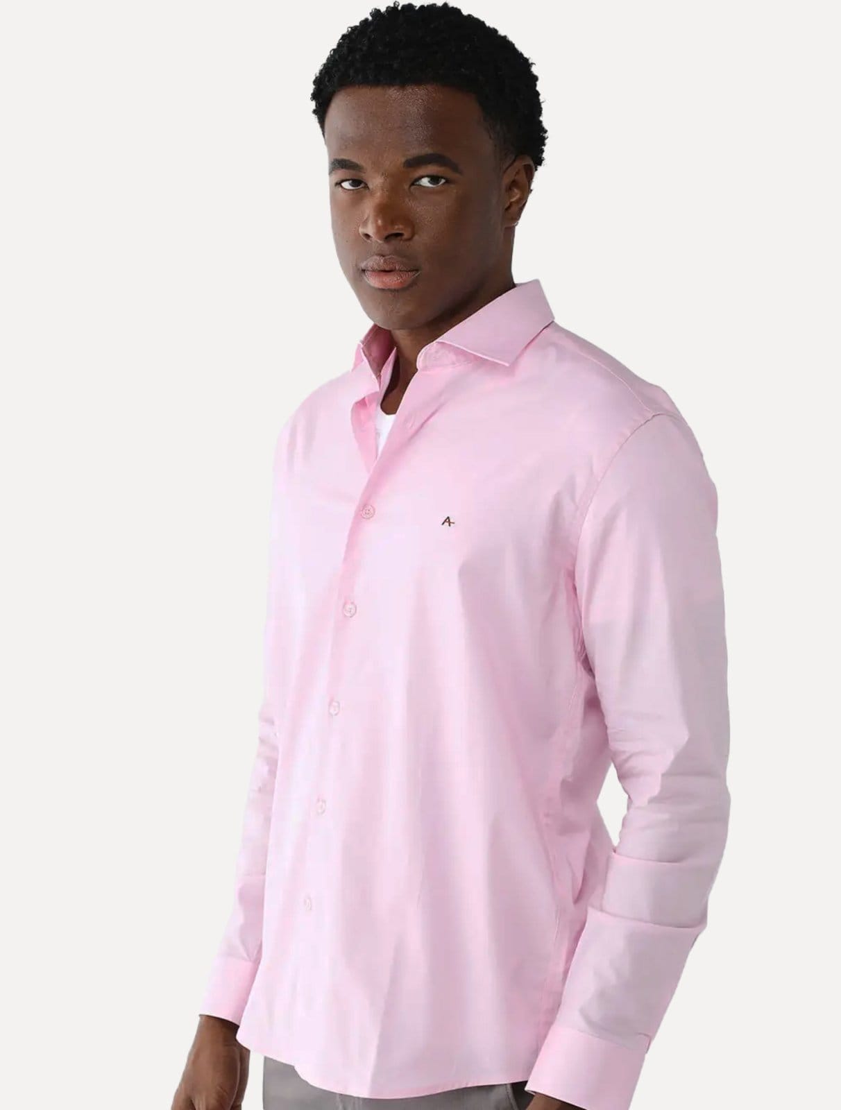 Vista principal Camisa Aramis Masculina Slim Stretch Dark Logo Aramis rosa