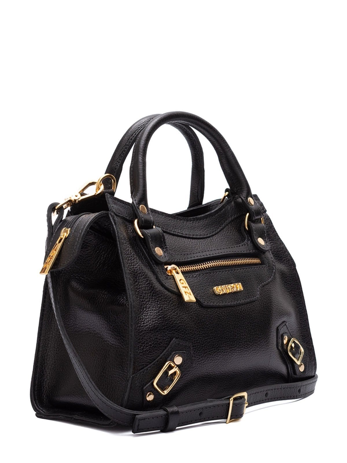 Vista 2 Bolsa de Couro Transversal Griffazzi Preta Griffazzi preto