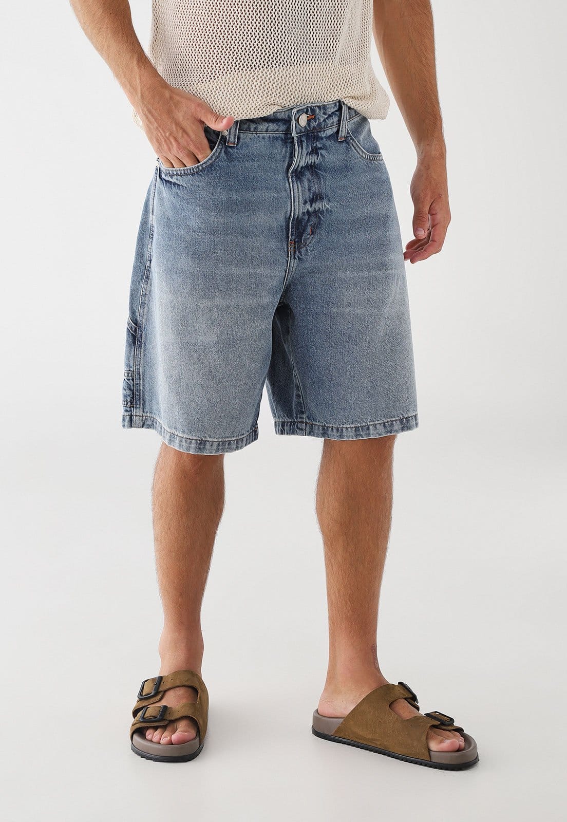 Vista principal Bermuda Masculina Colcci Jeans Médio Colcci azul