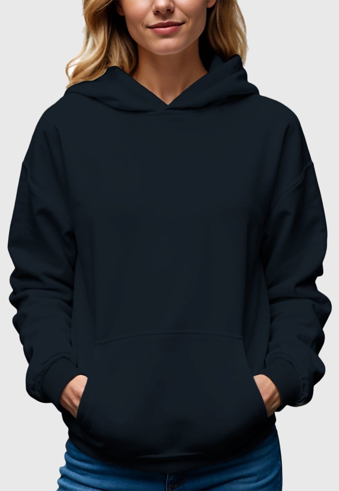 Moletom Canguru Feminino Flanelado Com Capuz Marinho