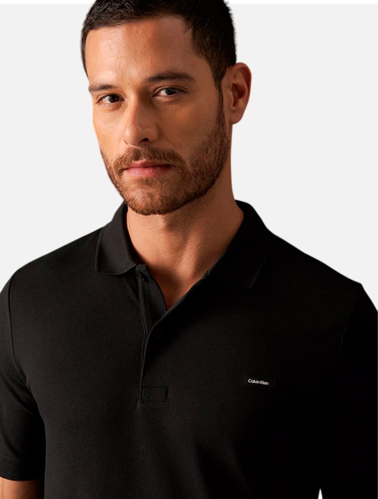 Vista 2 Polo Calvin Klein Slim Piquet Preta Calvin Klein off-white