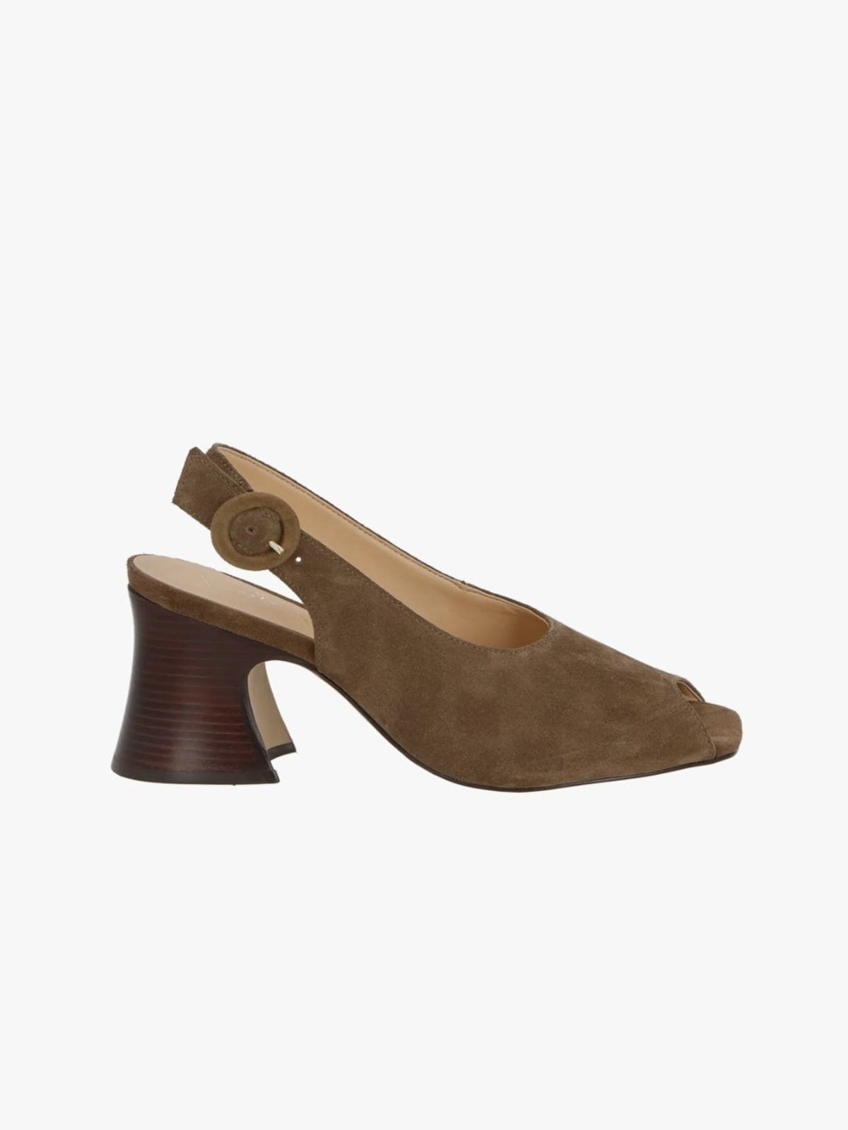 Sandália Salto Bloco Médio Camurça