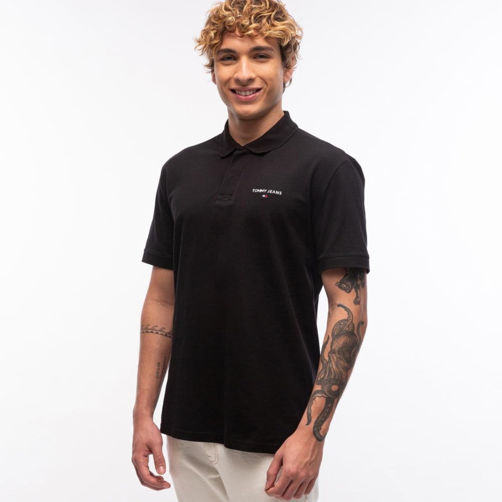 Vista principal Polo Logo Linear Regular Fit Tommy Jeans - EEG Tommy Jeans preto